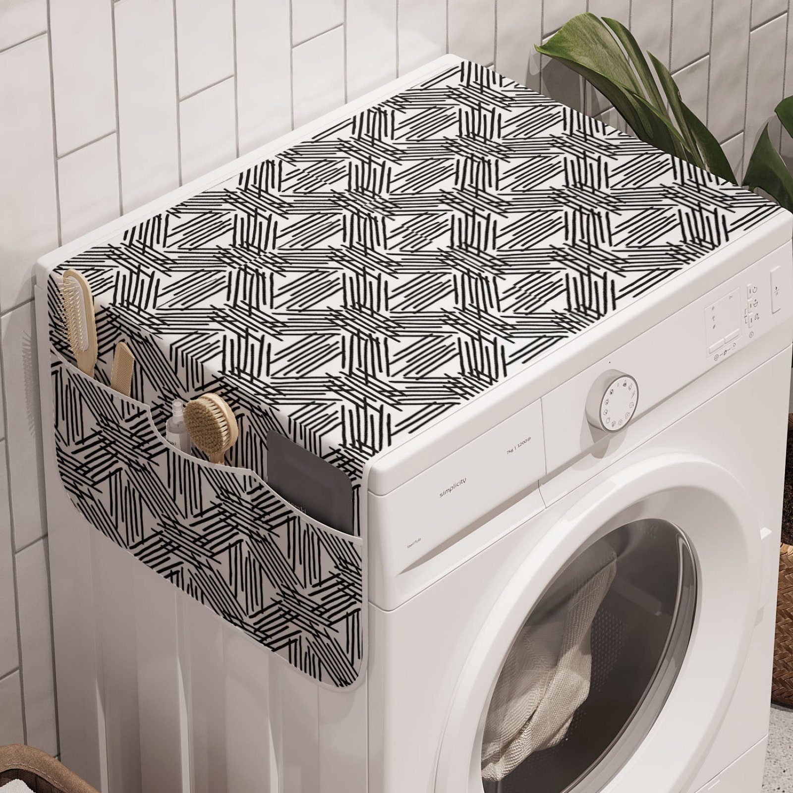 Abakuhaus Badorganizer und Trockner, Waschmaschine Minimal Stripes Anti-Rutsch-Stoffabdeckung Formless für Abstrakt
