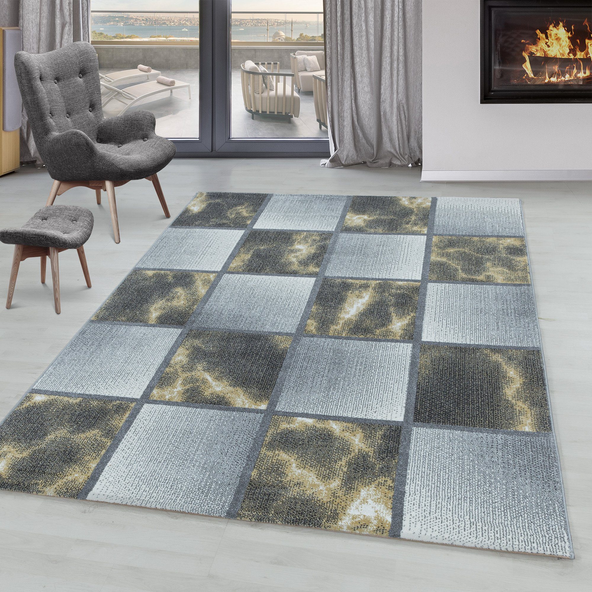 SIMPEX24 Teppich Kariert Design, Läufer, Höhe: günstig online kaufen