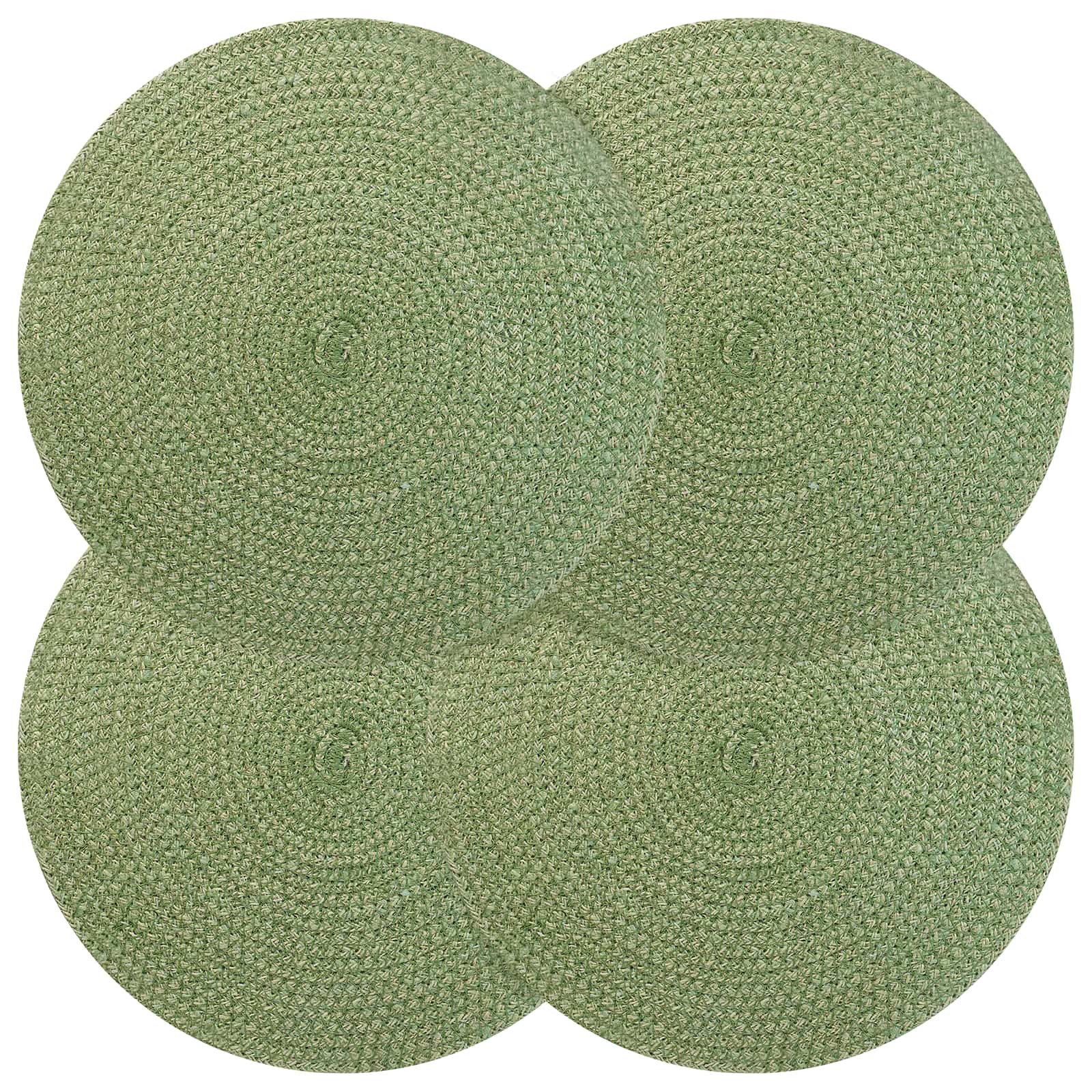 vidaXL Platzteller 30 cm Jute-Untersetzer 4 pcs Olivgrün Ø 30 cm 100 Tossa-Jute