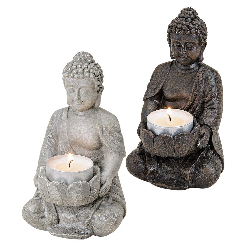 matches21 HOME & Buddha HOBBY Figur Teelichthalter Dekofigur Deko braun Garten St) (1 sitzend