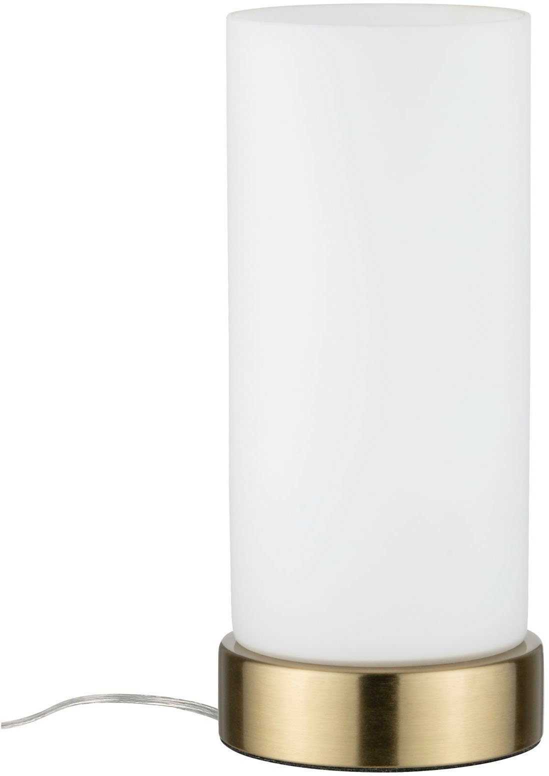 Sockel Nachttischlampe Leuchtmittel, goldfarbenem und Pinja, ohne Mit Paulmann E14, Opalglas-Schirm