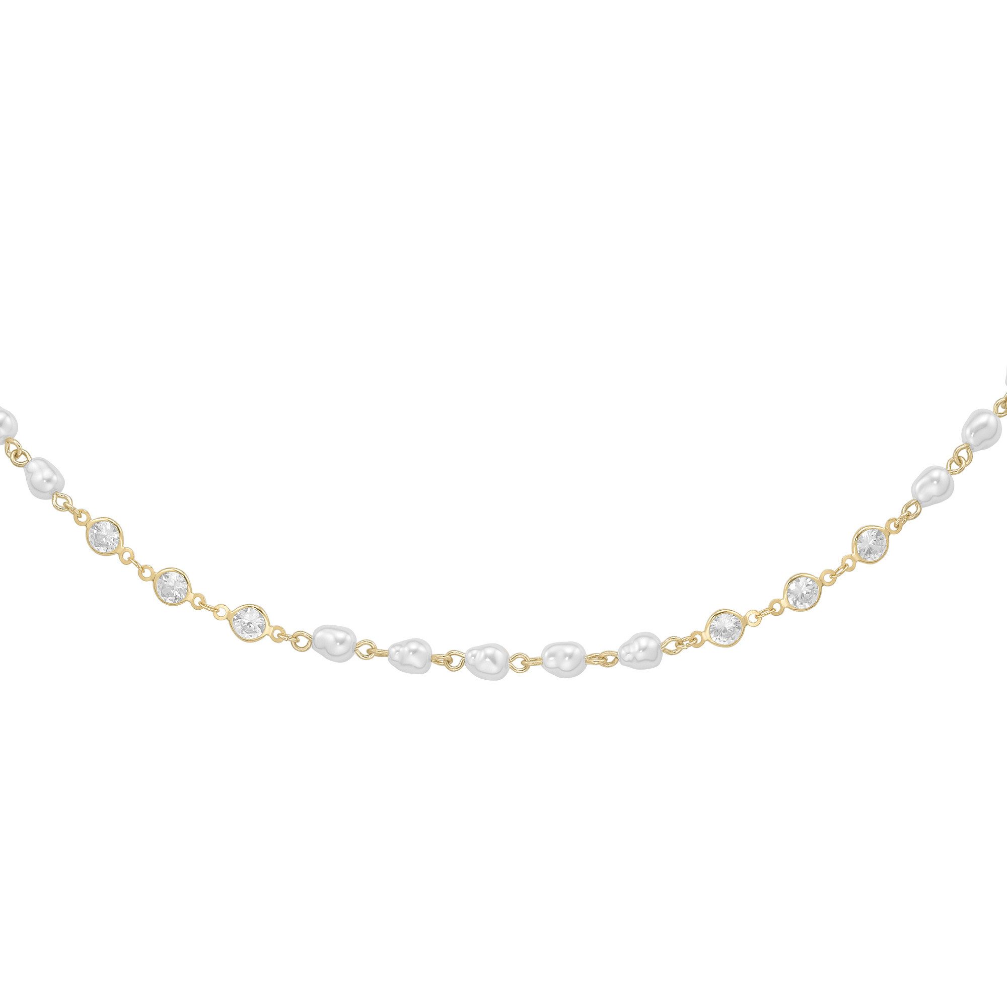 Firetti Collier Schmuck Geschenk Halsschmuck Halskette, mit Kristallstein - mit Kunststoffperle