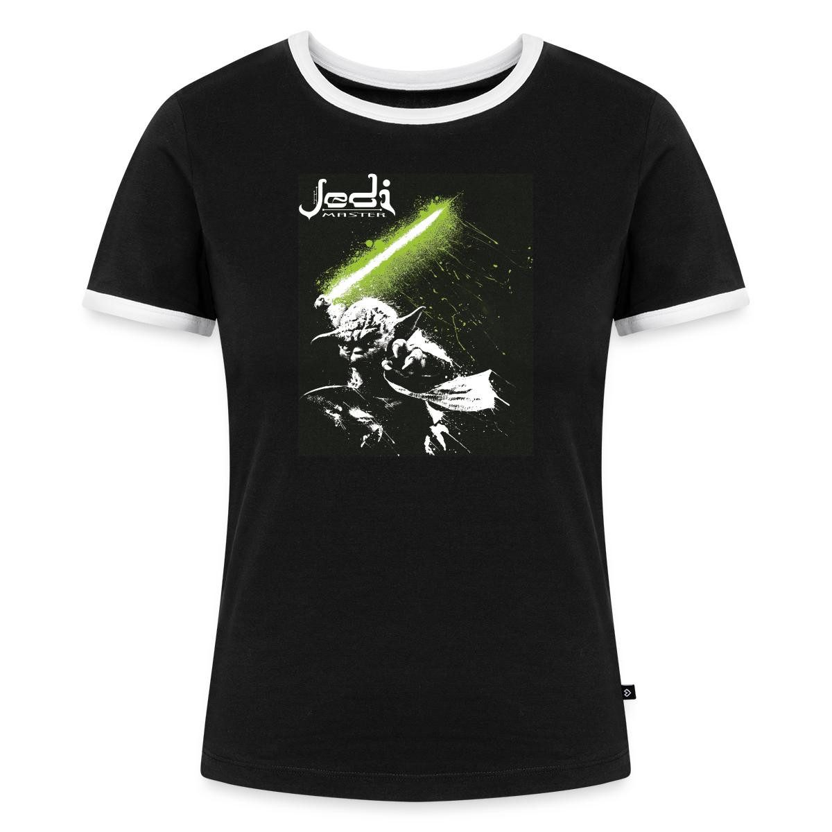 Spreadshirt T-Shirt Star Wars Meister Yoda Zeichnung Frauen Kontrast T-Shirt (1-tlg)