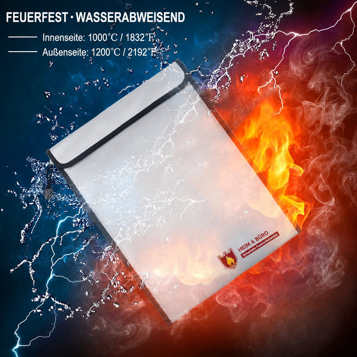 MOPUEA Dokumententasche Feuerfeste Tasche Dokumententasche Wasserdicht Große Kapazität Tragbar – Bild 3 von 5