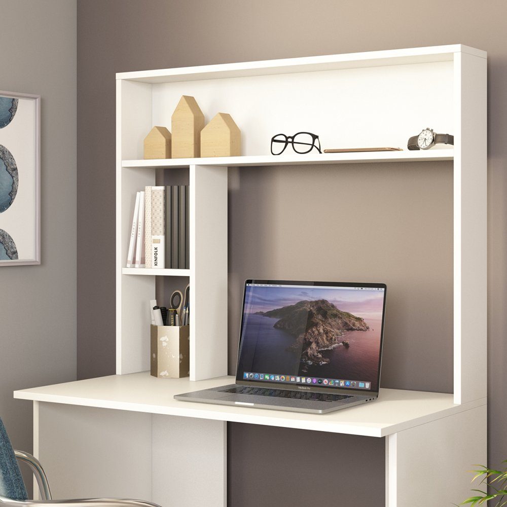 Arbeitstisch Schreibtisch Computertisch Weiß PC-Tisch Ablagen Vicco Bürotisch ALBANO
