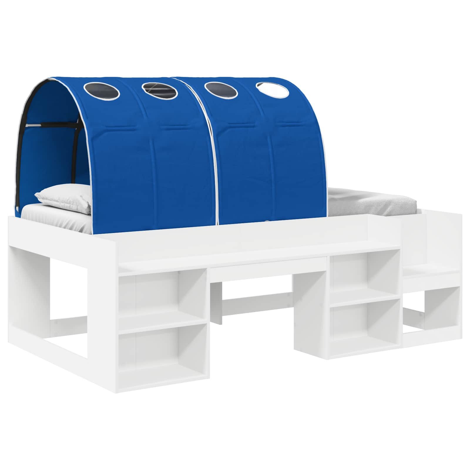 vidaXL Bett Hochbett für Kinder mit Stauraum 3 Stk. Weiß und Blau (3-tlg)