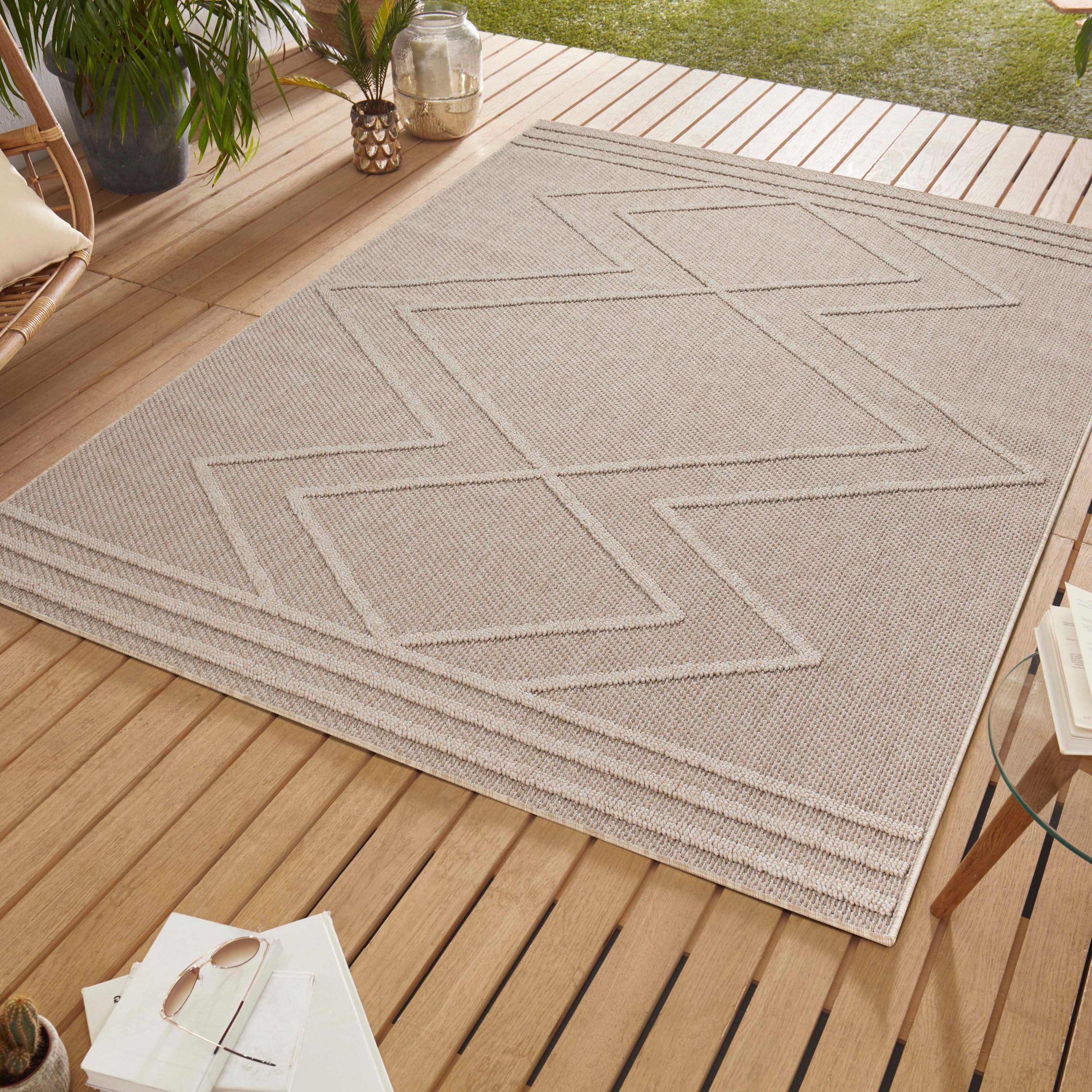 SIMPEX24 Outdoorteppich Boho Design, Läufer, Höhe: 8 mm, In & Outdoor Teppich Beige Boho Design für Küchen Balkon Terrasse