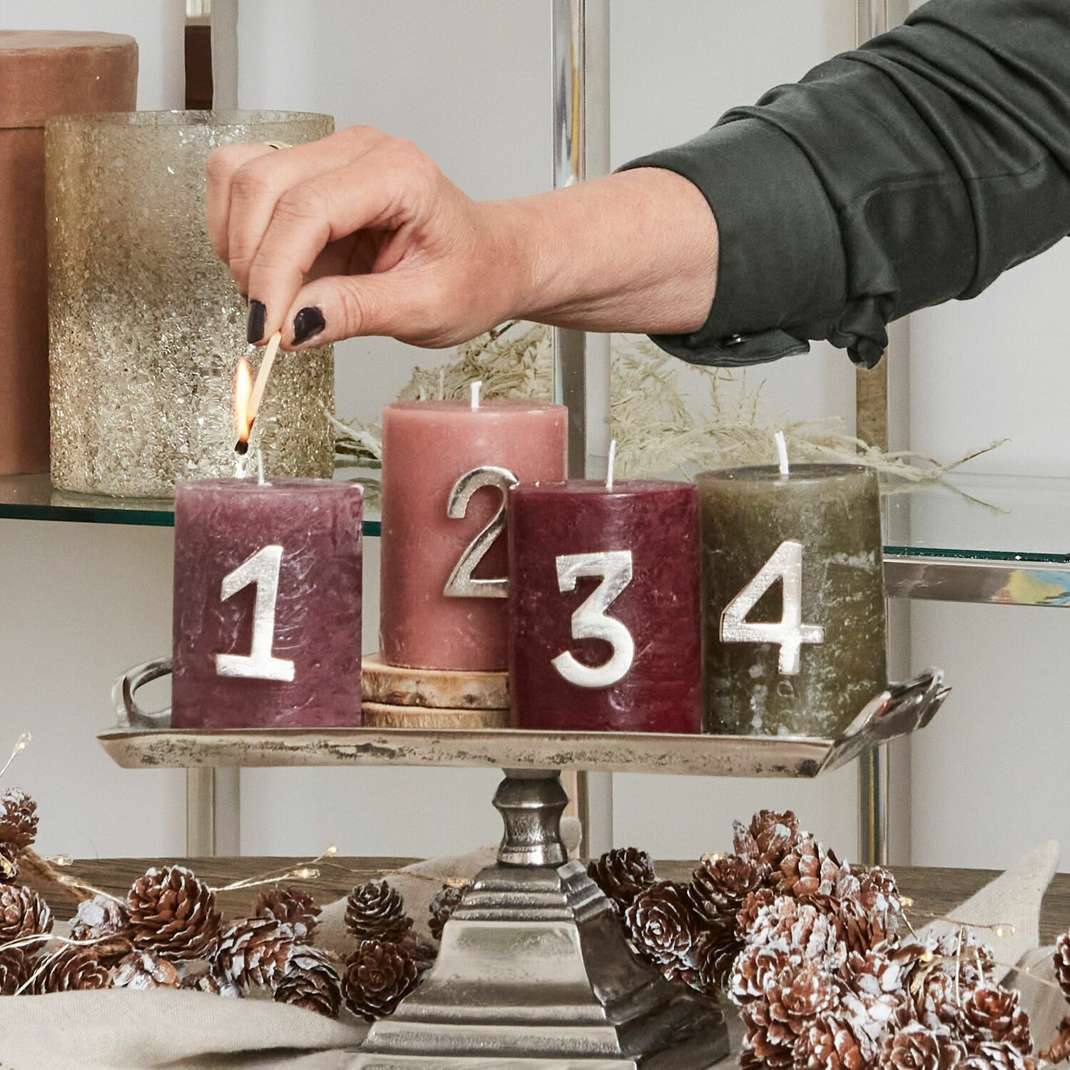 Mirabeau Stumpenkerze Kerze 4er Set Virrans günstig online kaufen