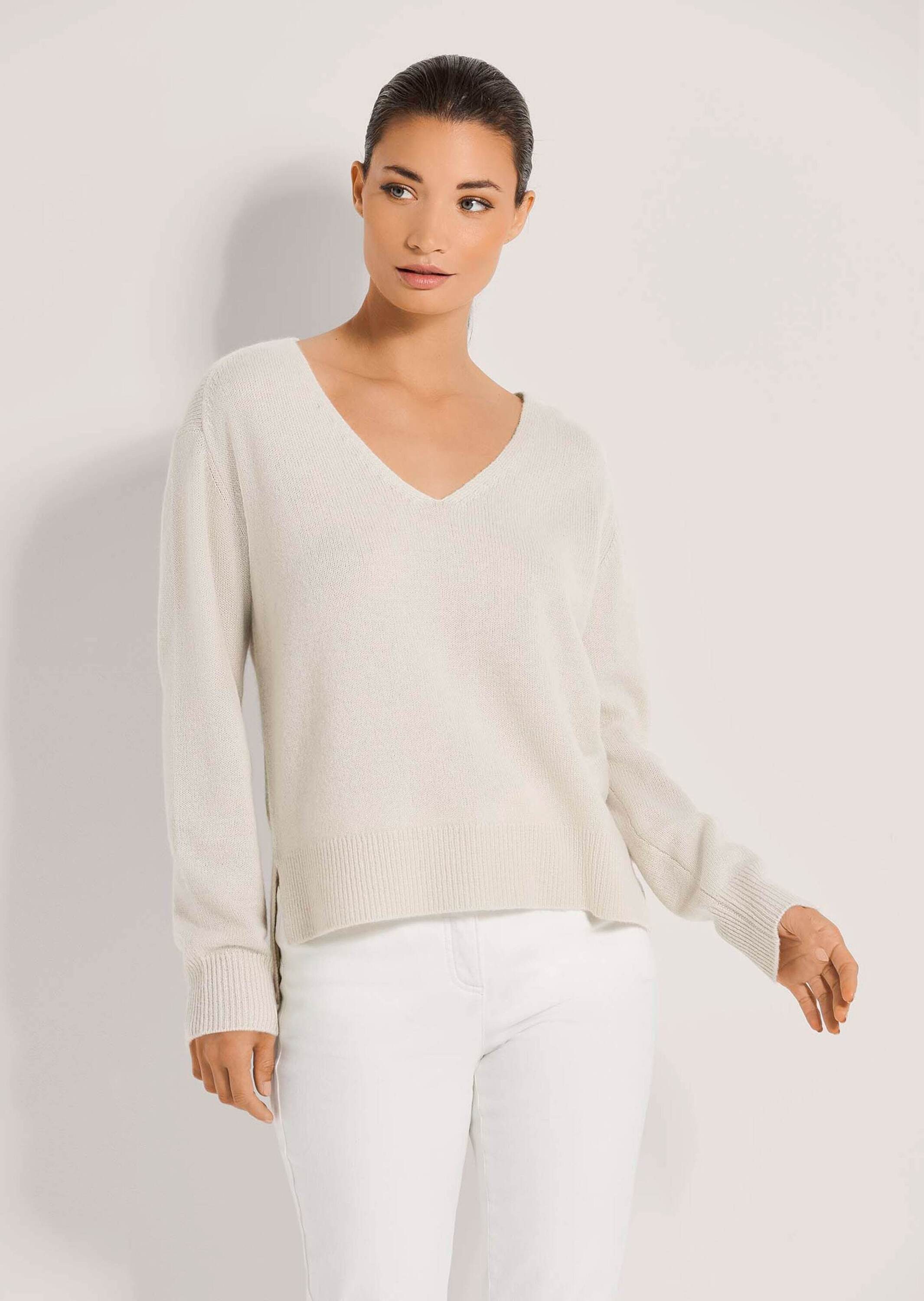 Strickpullover Kaschmir-Pullover mit V-Ausschnitt