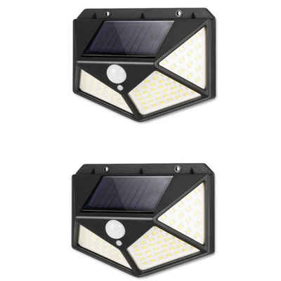BlingBin LED Solarleuchte 100LED Solarleuchte mit Bewegungsmelder 270 °Vierseitige Beleuchtung, Wasserdicht, LED fest integriert, Tageslichtweiß, Wasserdichte Wandleuchte Solar Aussenleuchte für Garten- 4 Stück