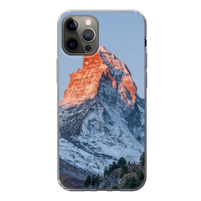 MuchoWow Handyhülle Das Matterhorn in der Schweiz bei Sonnenaufgang Handyhülle Apple iPhone 12 Pro Smartphone-Bumper Print Handy