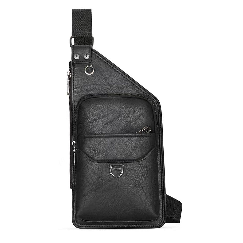 MIRROSI Umhängetasche Herren Slingbag Kunstleder – Crossbody Brusttasche ca. 35x18x3cm, mit vielen Reißverschlussfächern, verstellbarem Schultergurt