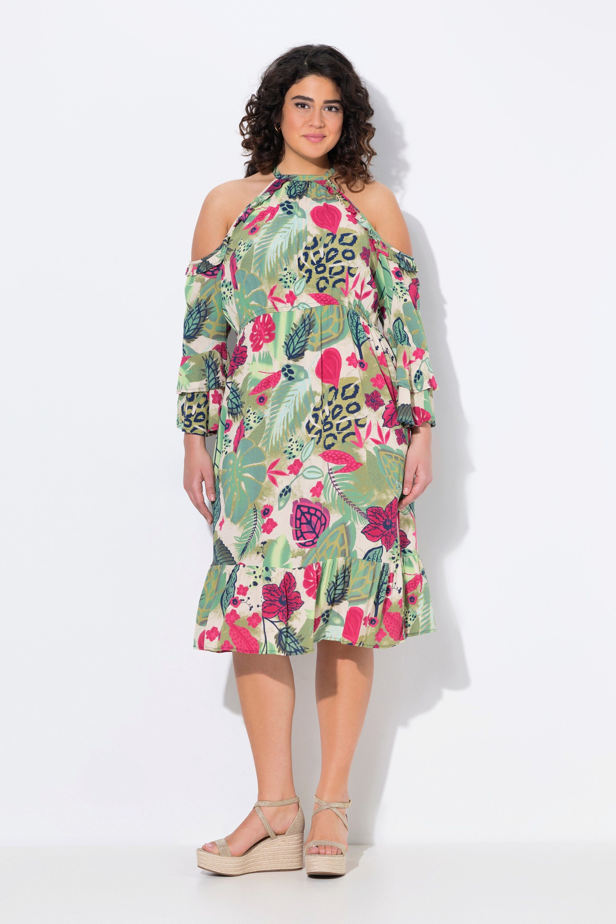 Ulla Popken Jerseykleid Kleid A-Linie Rundhals günstig online kaufen