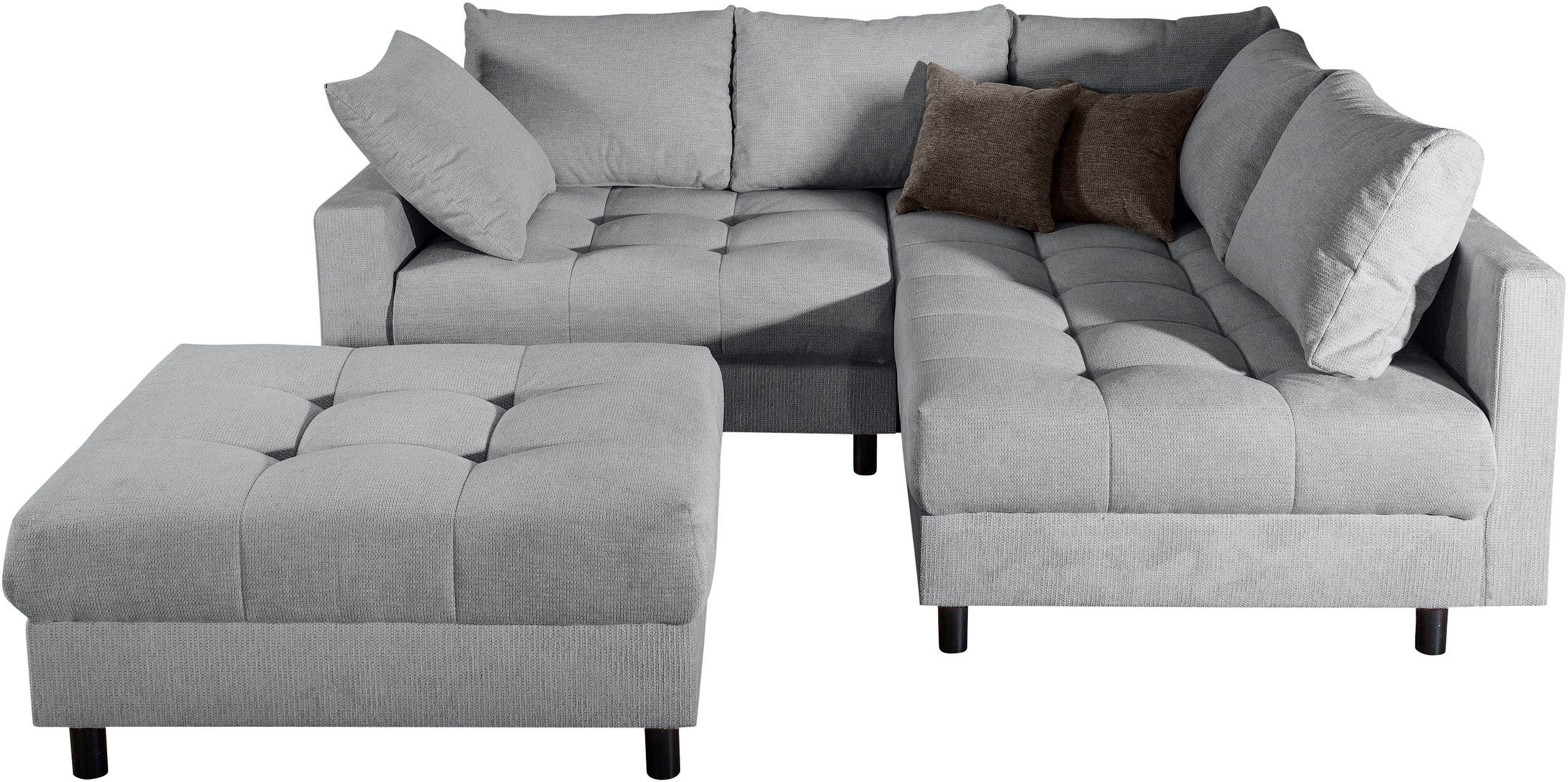 COLLECTION AB Ecksofa Toni L-Form, B: 215 cm, mit Hocker & 2 Zierkissen, Fe günstig online kaufen