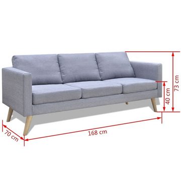 vidaXL Sofa Sofa 3-Sitzer Stoff Hellgrau