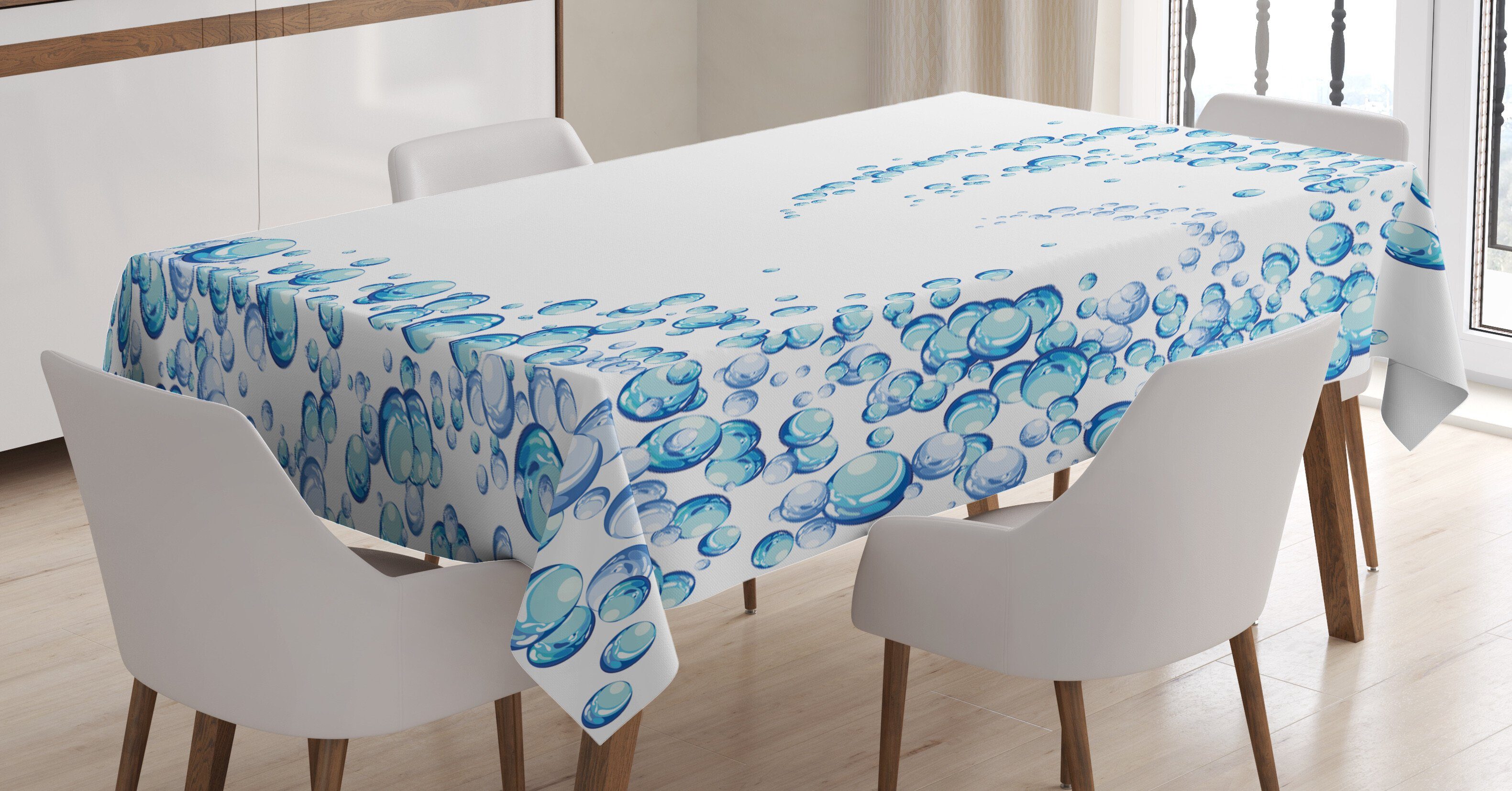 Für Bereich Farben, Bubbles Abakuhaus Waschbar Tischdecke geeignet Wasser-Tröpfchen den Klare Außen Blau Farbfest
