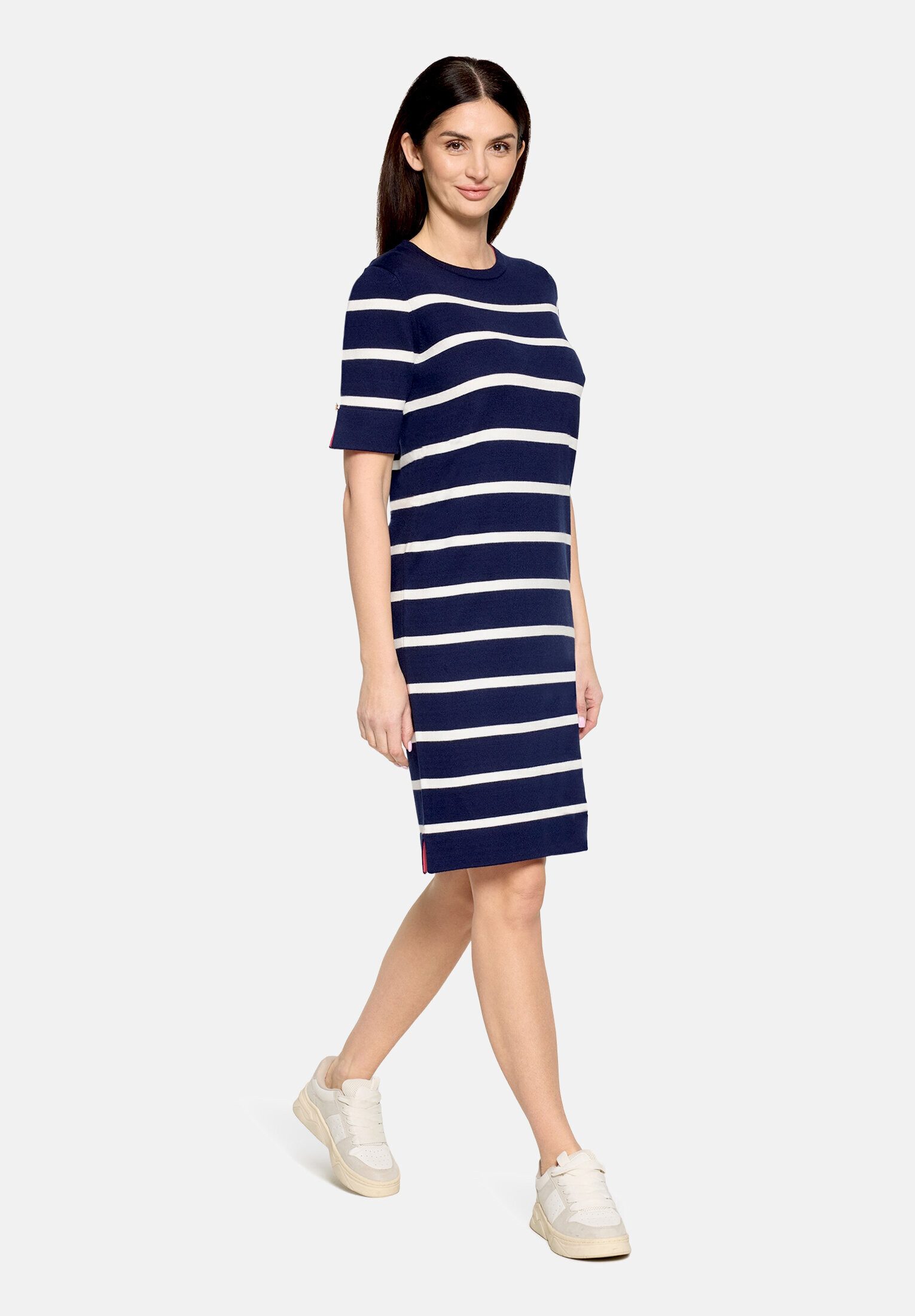 Cartoon Strickkleid Damen mit Rundhalsausschnitt