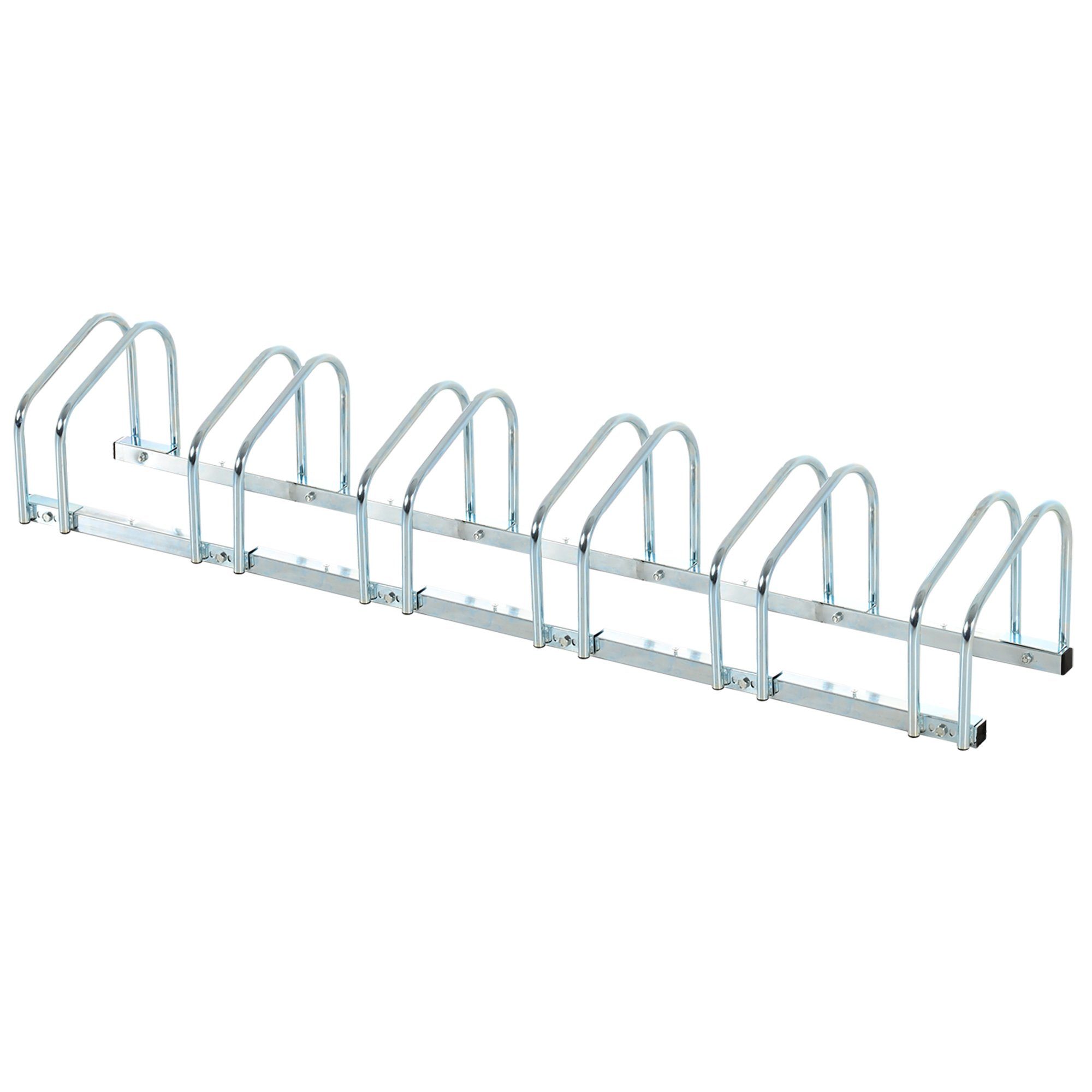 HOMCOM Fahrradständer Radständer Mehrfachständer Aufstellständer Silber (Set, 1-St., Boden- und Wandmontage Stahl bis 6 Fahrräder), 179L x 33B x 27H cm