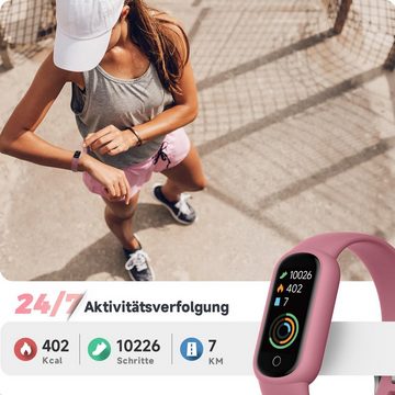 TOOBUR A200 Smartwatch (2 Zoll, Android, iOS), Pulsmesser Schlaftracker Fitnessuhr mit 14 Sportmodi Sportuhr Ip68