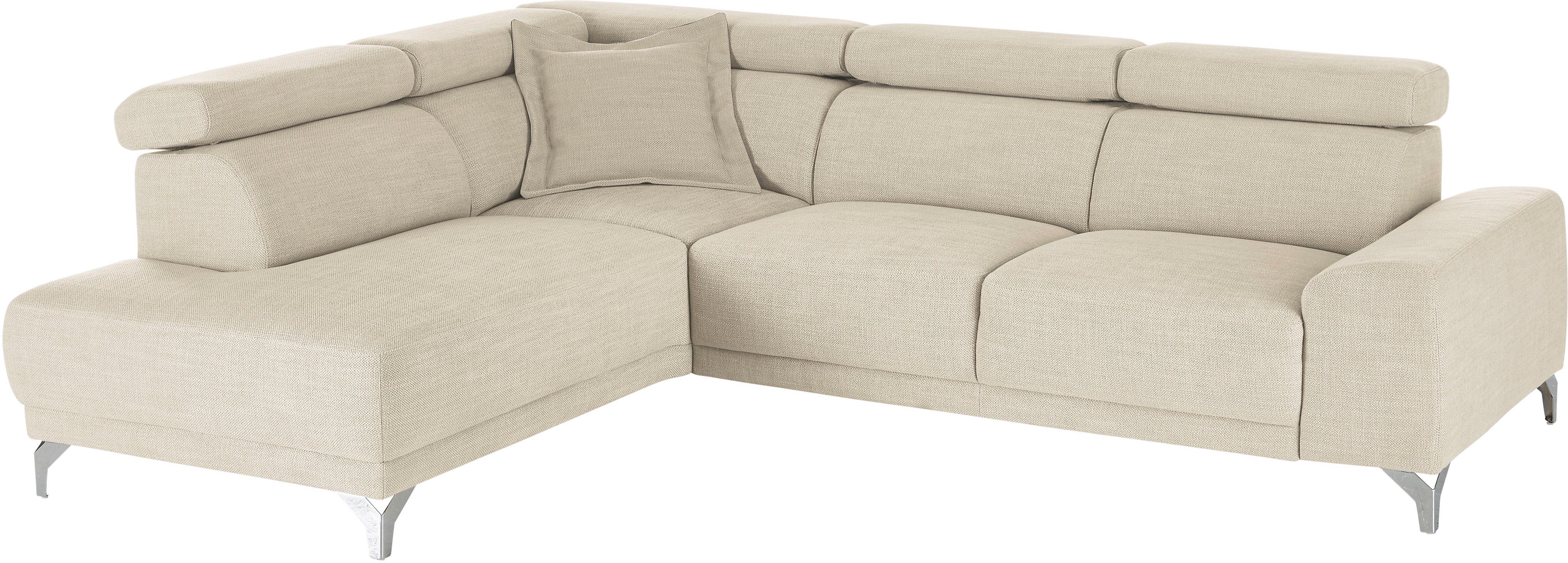 3C Candy Ecksofa Greve Sofa immer mit manuelle Kopfteilverstellungen, modern, elegant, wahlweise motorischer Sitzvorzug, bequem und zeitlos, L-Form