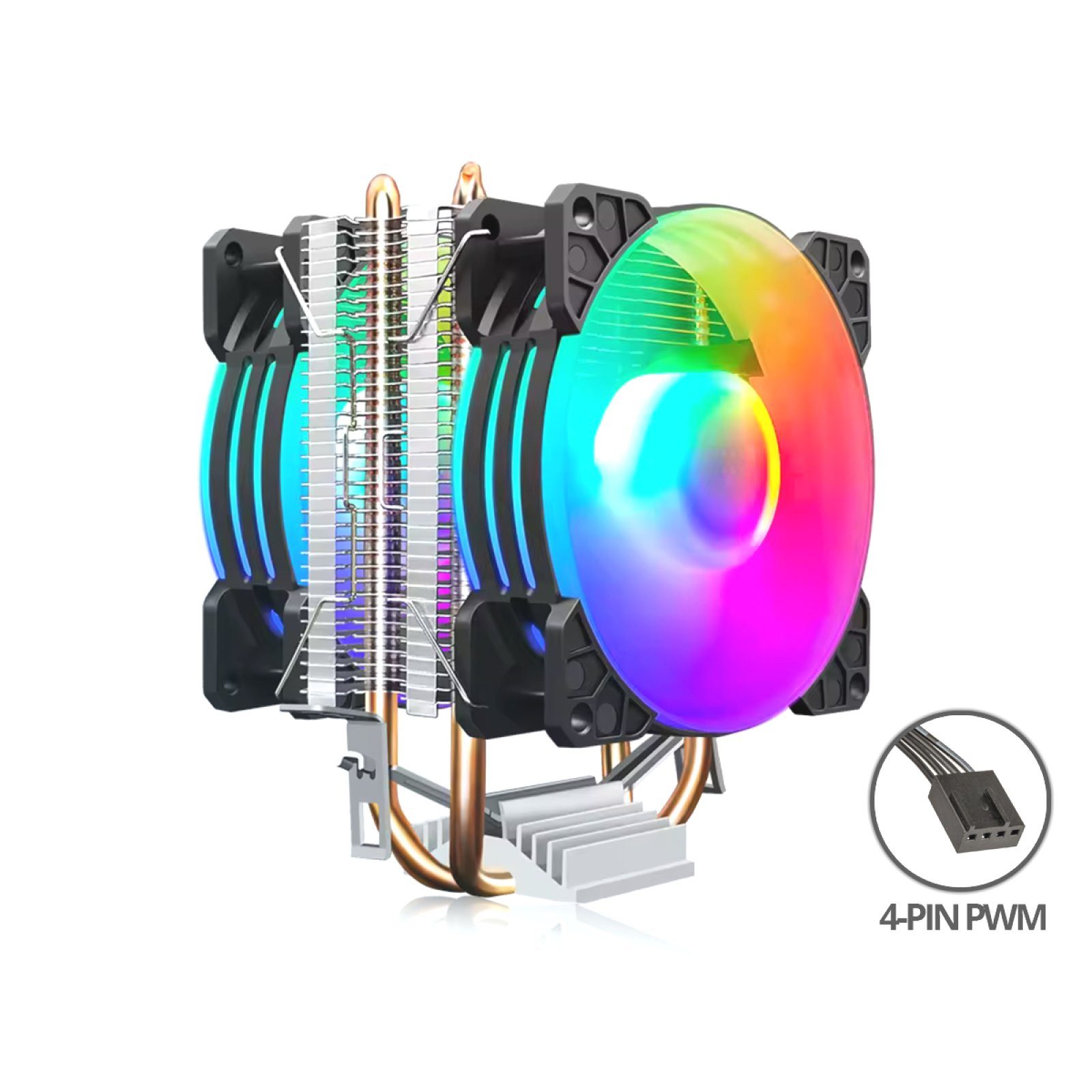BRAINZAP CPU Kühler RGB CPU-Kühler 125W TDP, Luftkühlung, RGB-Beleuchtung, 125W TDP, PWM, Aluminium, 4-Pin