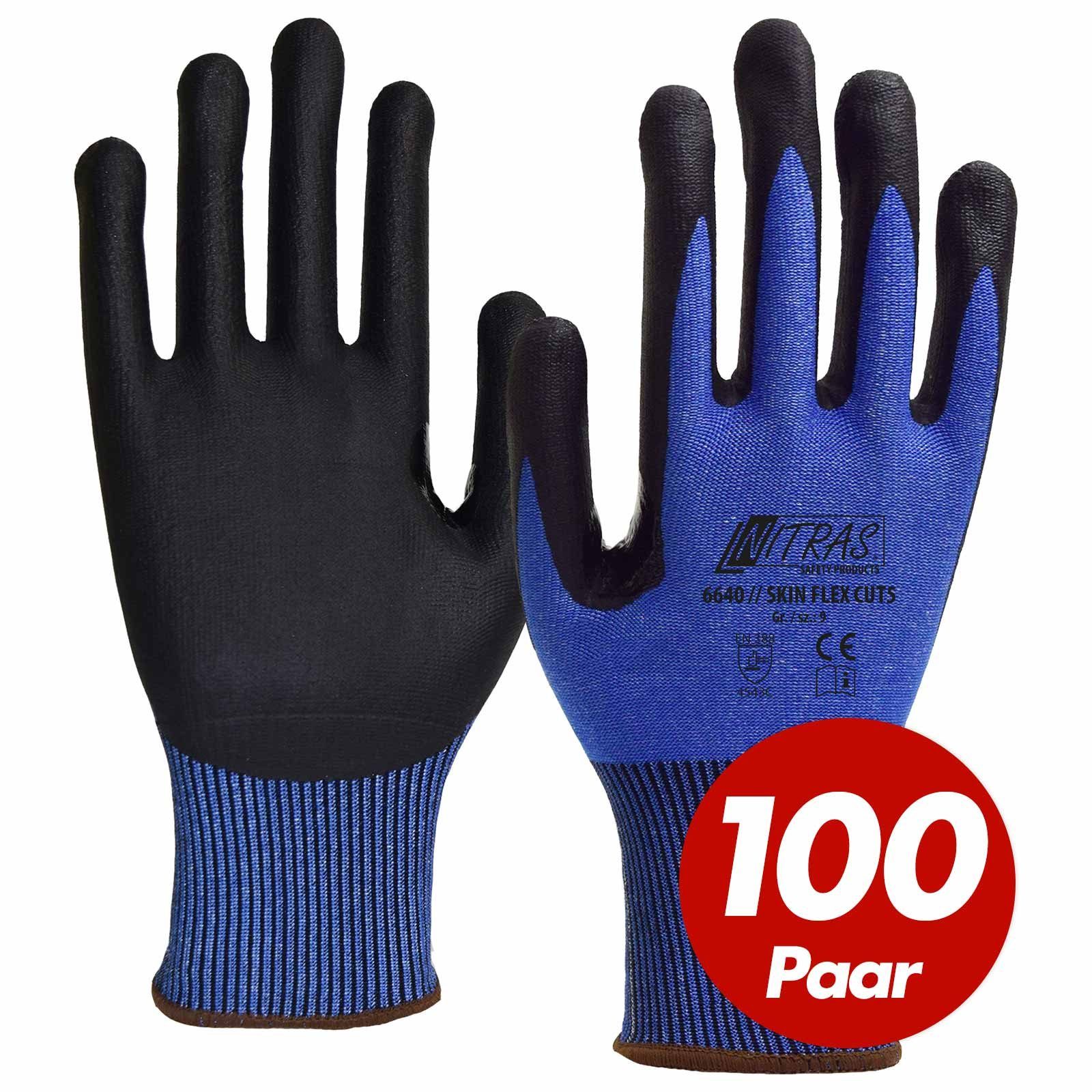 Nitras Schnittschutzhandschuhe Schnittschutzhandschuh Skin Flex 6640 CUT 5 - VPE 100 Paar (Set)