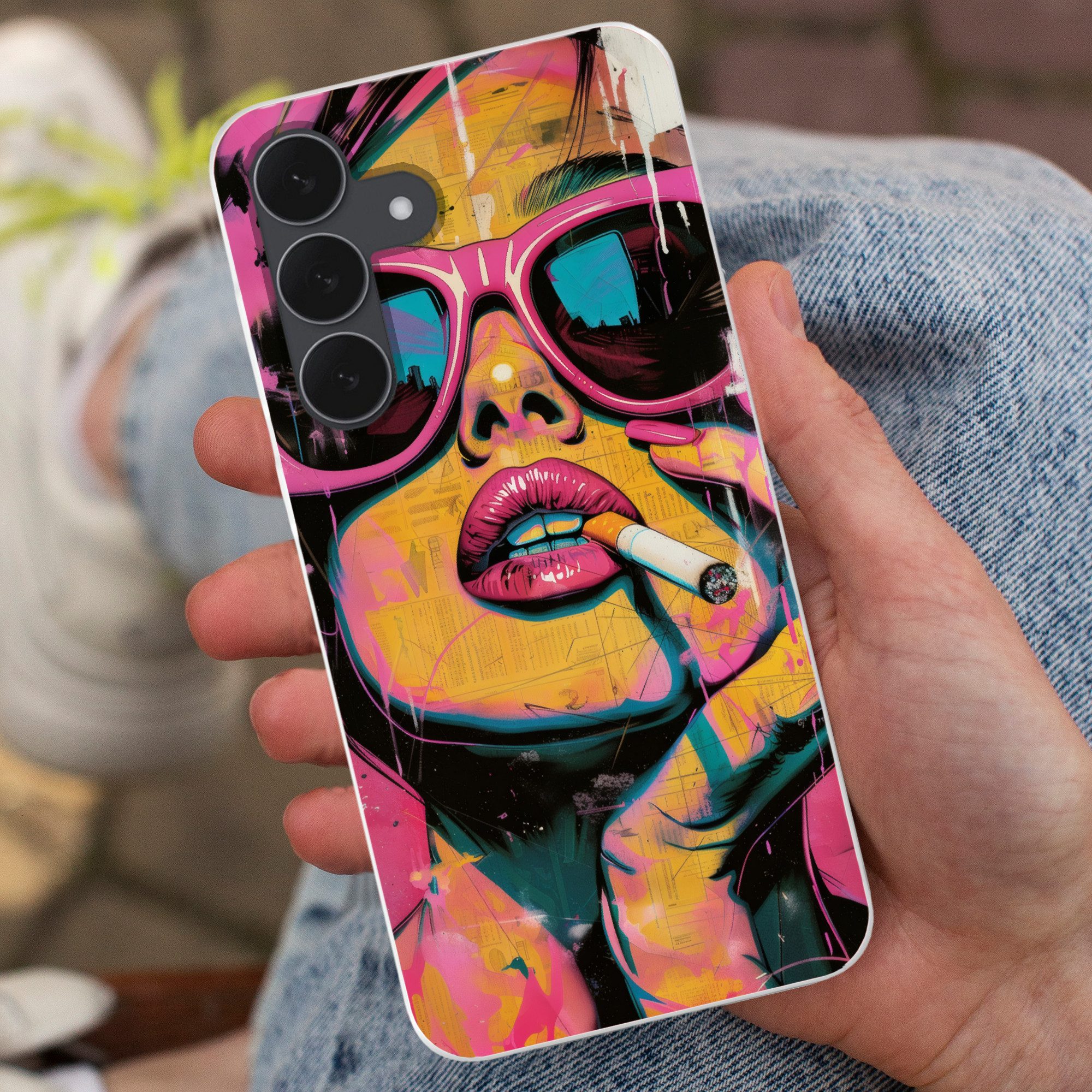 MuchoWow Handyhülle für Samsung Galaxy S25 FE Porträt - Frau - Abstrakt - Sonnenbrille, Smartphone-Bumper, Print, Handy Schutzhülle Dünn
