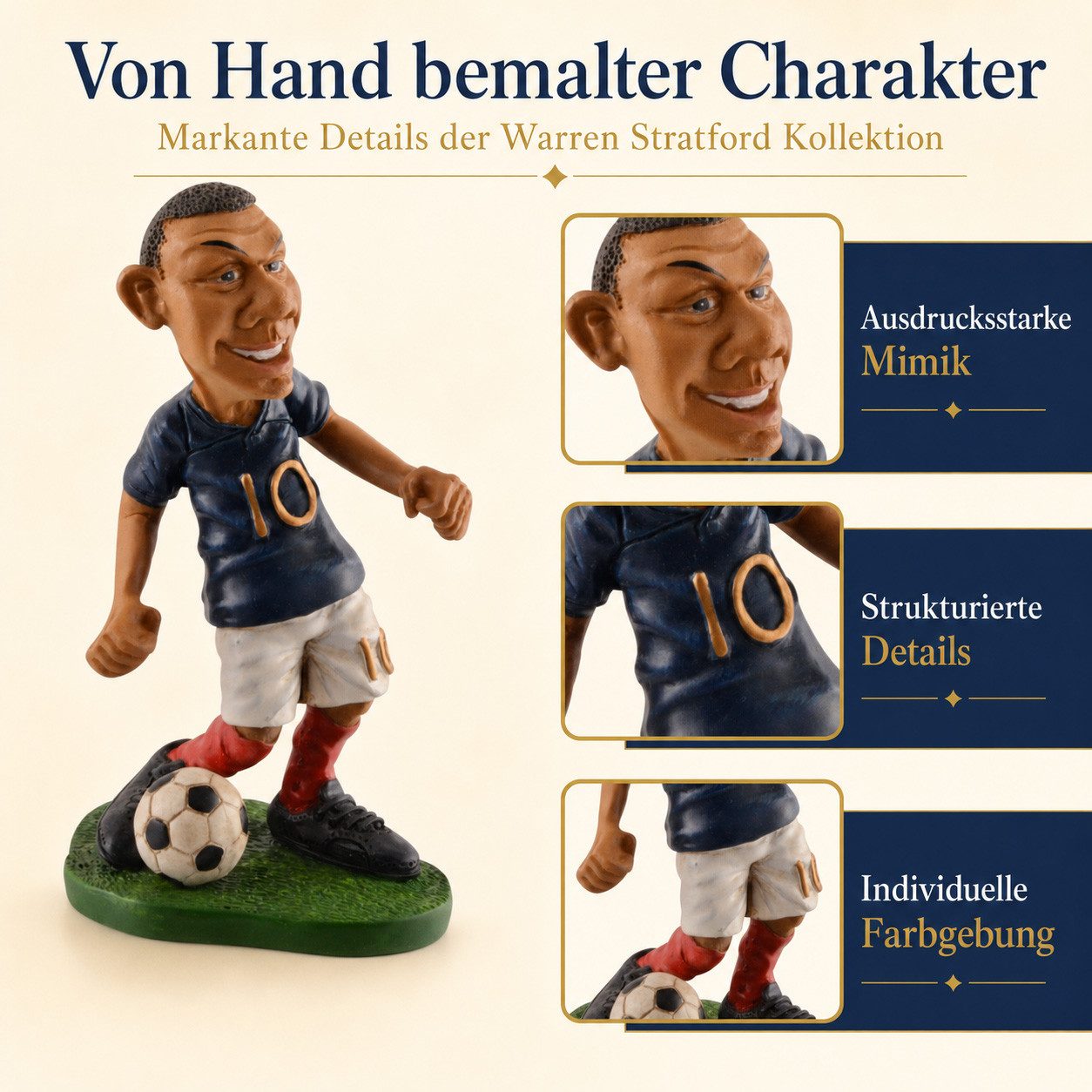 Vogler Dekofigur Comical Kylian Fußballer-Karikatur 11cm by Warren Stratford
