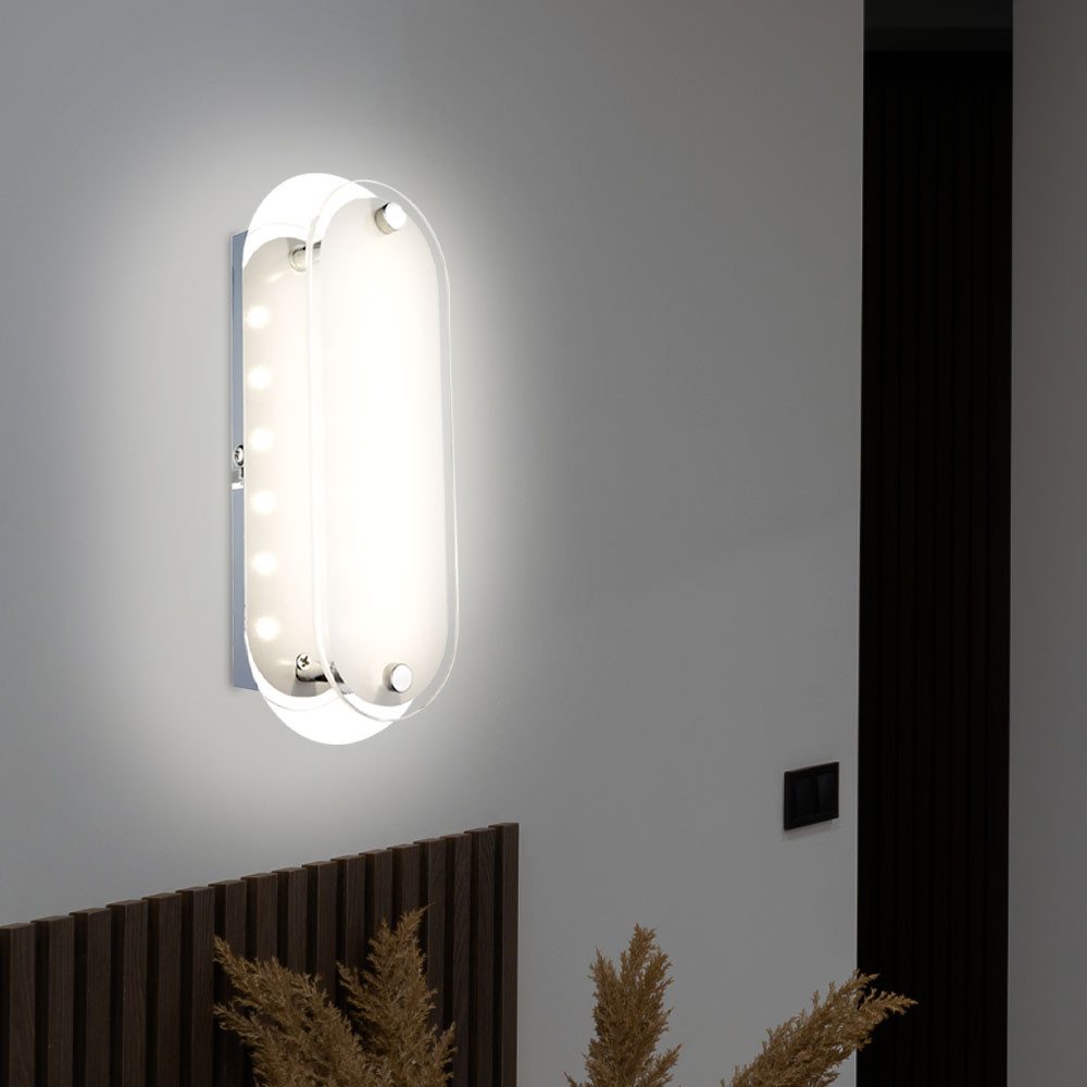GLOBO LIGHTING LED Wandleuchte, LED-Leuchtmittel fest verbaut, Warmweiß, Wandleuchte Chrom Wandlampe Modern Design LED