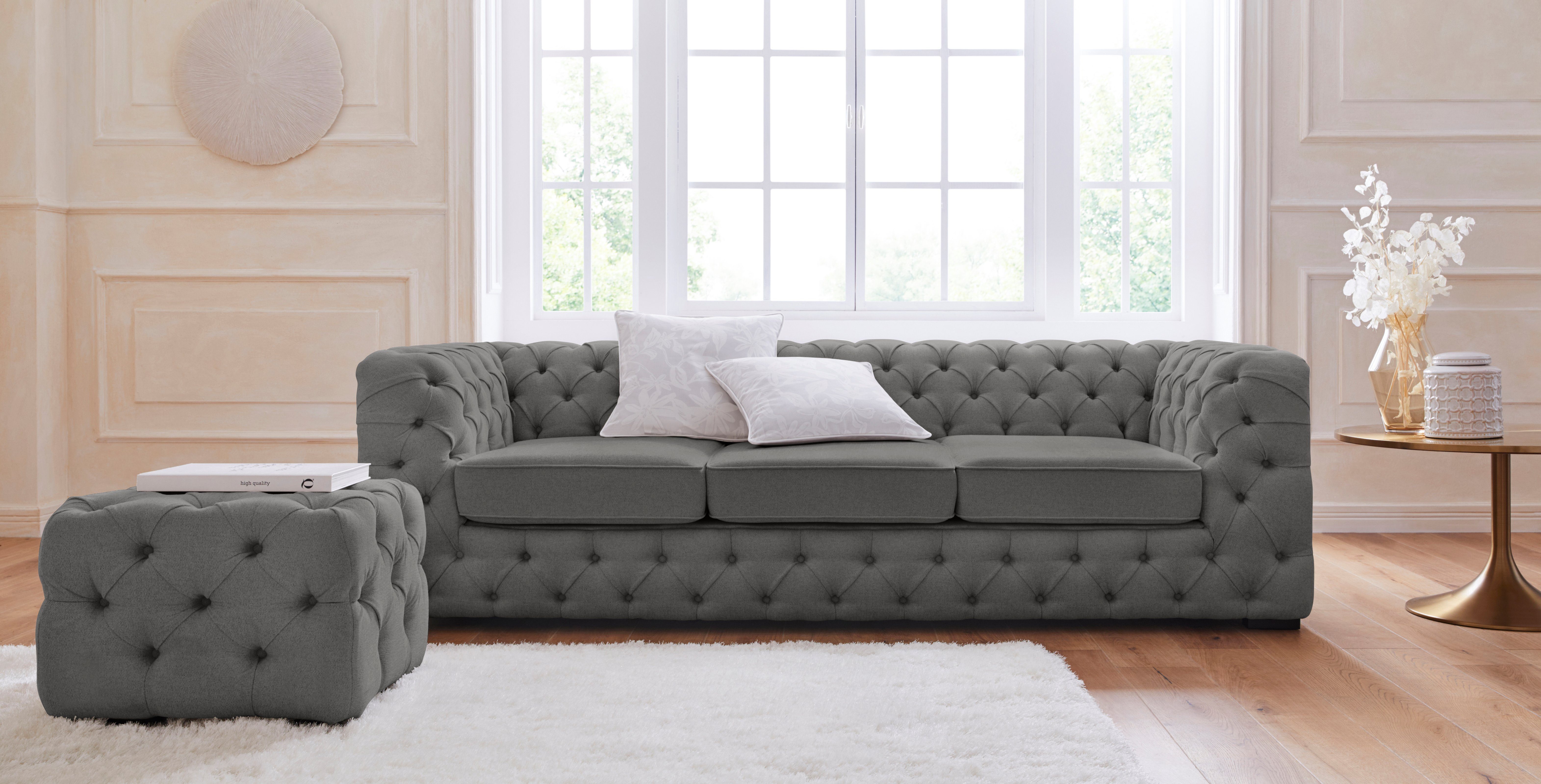 Home affaire Chesterfield-Sofa Kalina, klassische Chesterfield-Knopfheftung günstig online kaufen