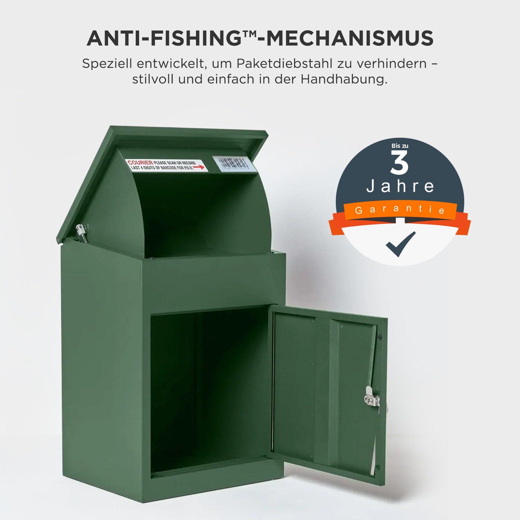 Smart Parcel Box Paketbriefkasten Mittelgroßer Paketbriefkasten, Entnahme vorne, grün