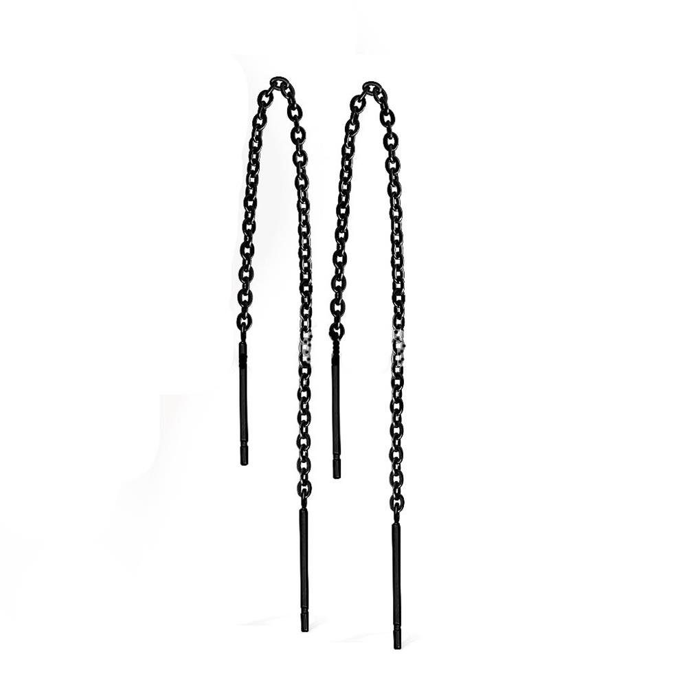 Ohrhänger-Set Ohrhänger schwarze lange Kette und Stäbe aus Edelstahl Damen
