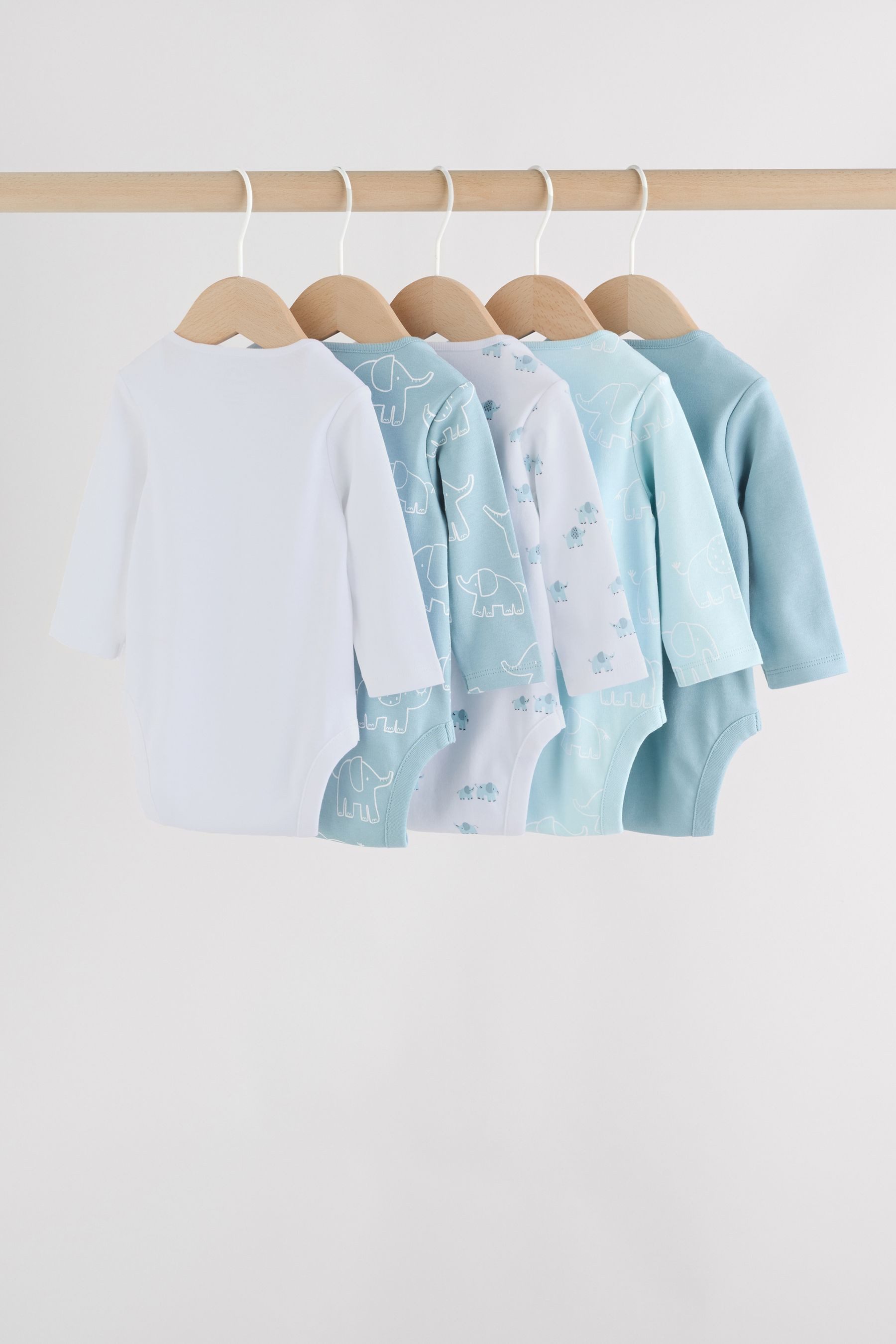 Next Langarmbody 5er-Pack Baby Elefant Langarm-Bodysuits (5-tlg)