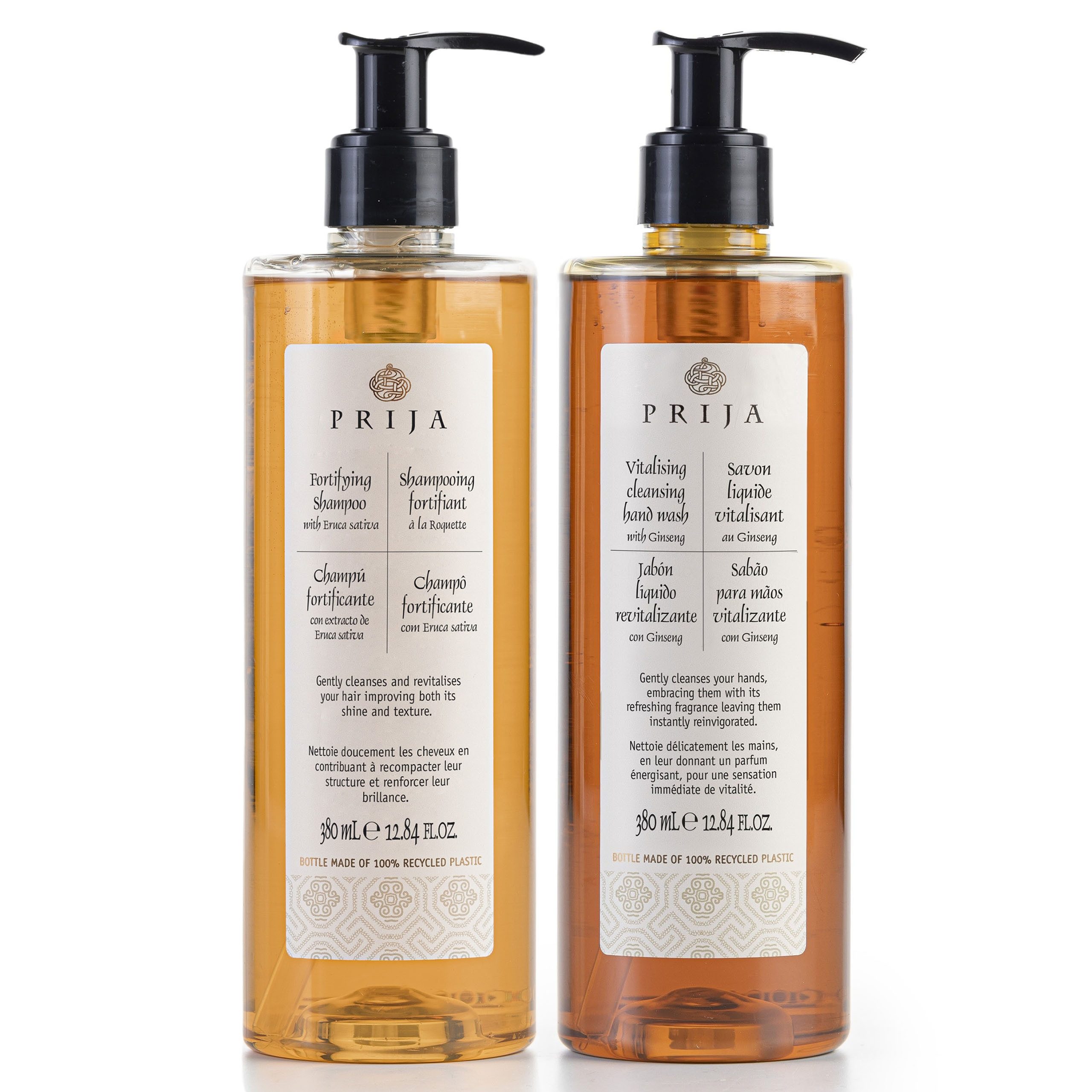 PRIJA Flüssigseife PRIJA-Set:Flüssigseife mit Ginsengextrakt,Rucola Haarshampoo 2x380ml
