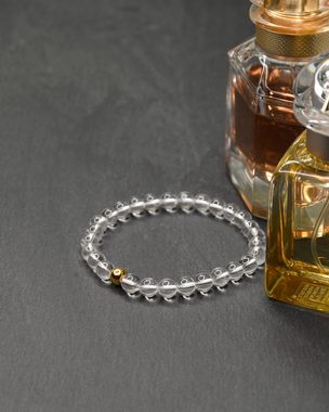 MayTree Armband Bergkristall, 19-21 cm Geschenk für Muttertag, Geburtstag, Weihnachten (Stück, 1-tlg), mit Perle aus 925Silber, 24K vergoldet