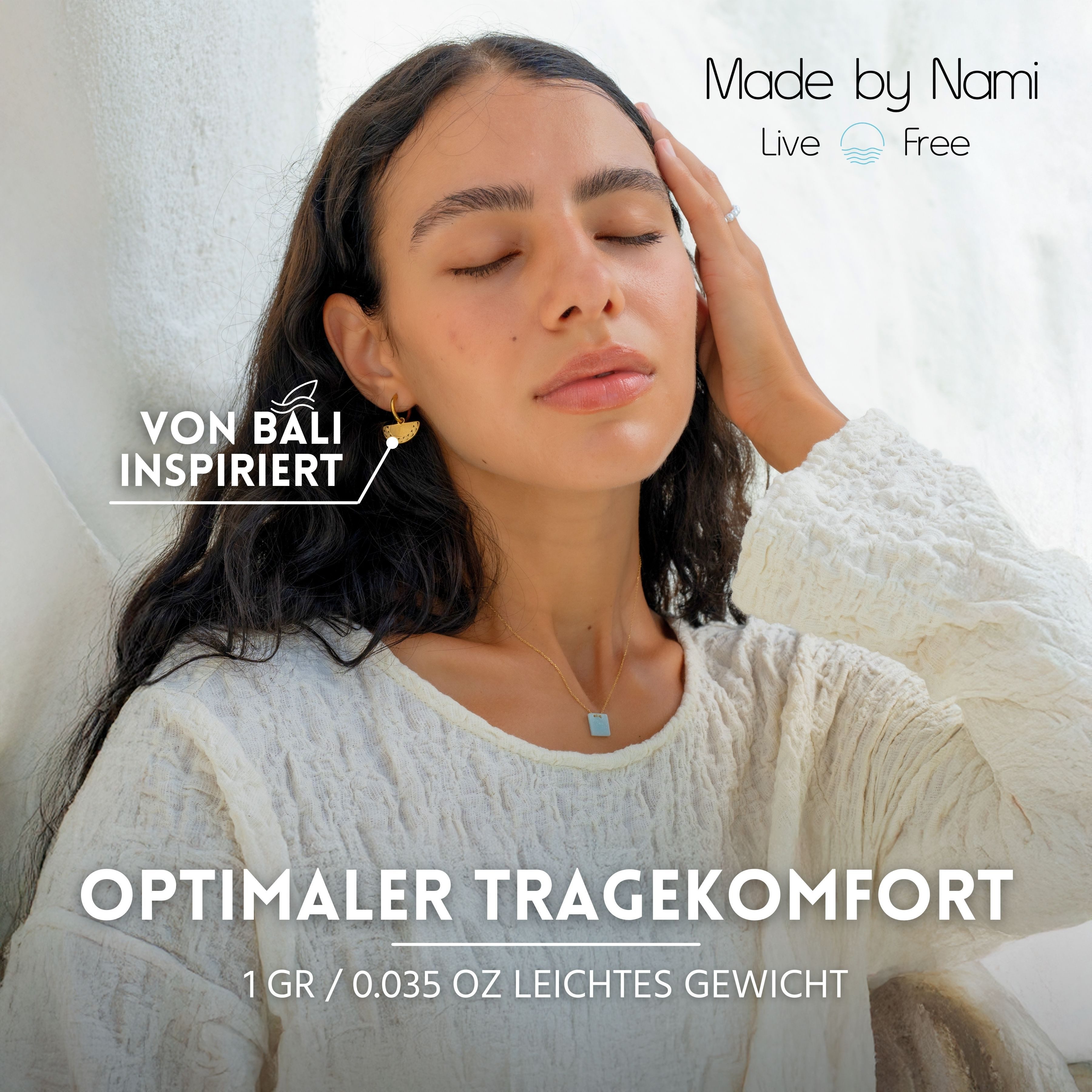 Made by Nami Paar Ohrhänger Set hängende Ohrringe Damen fächerförmig hypoallergen wasserfest, aus Edelstahl – Boho Stil – hautfreundlich – für empfindliche Haut