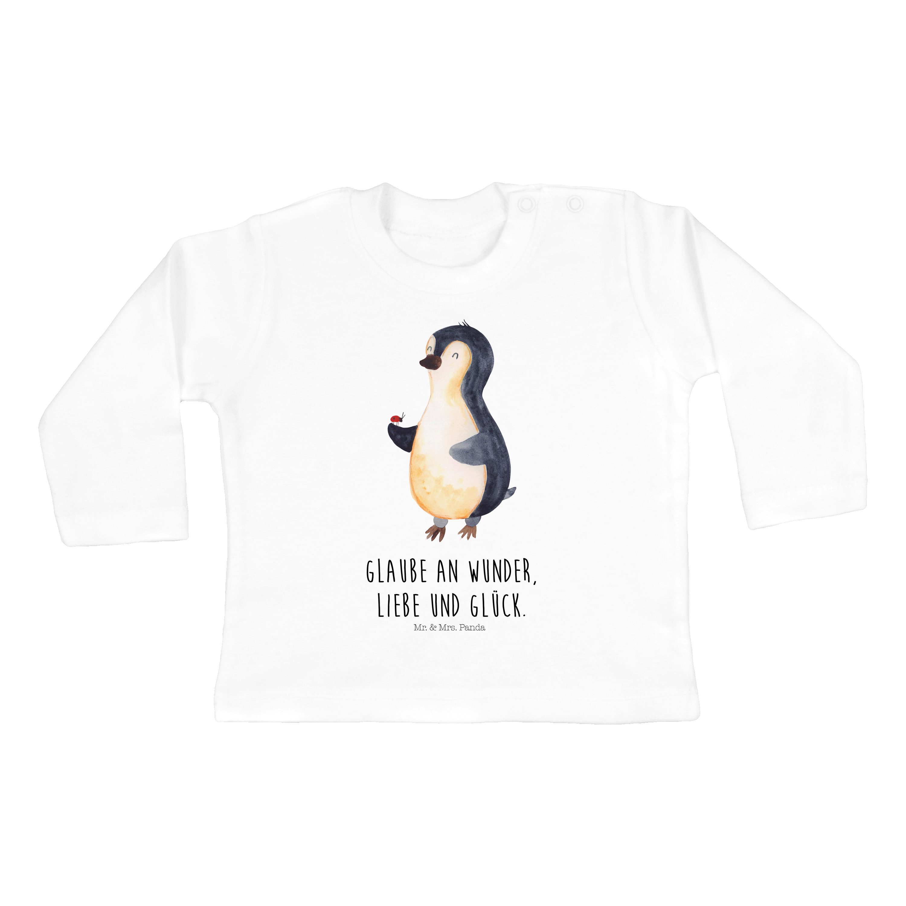 Liebe, Longsleeve, Mr. Panda (1-tlg) Pinguin Geschenk, Strampler Junge - - Baby, & Weiß Mrs. Marienkäfer