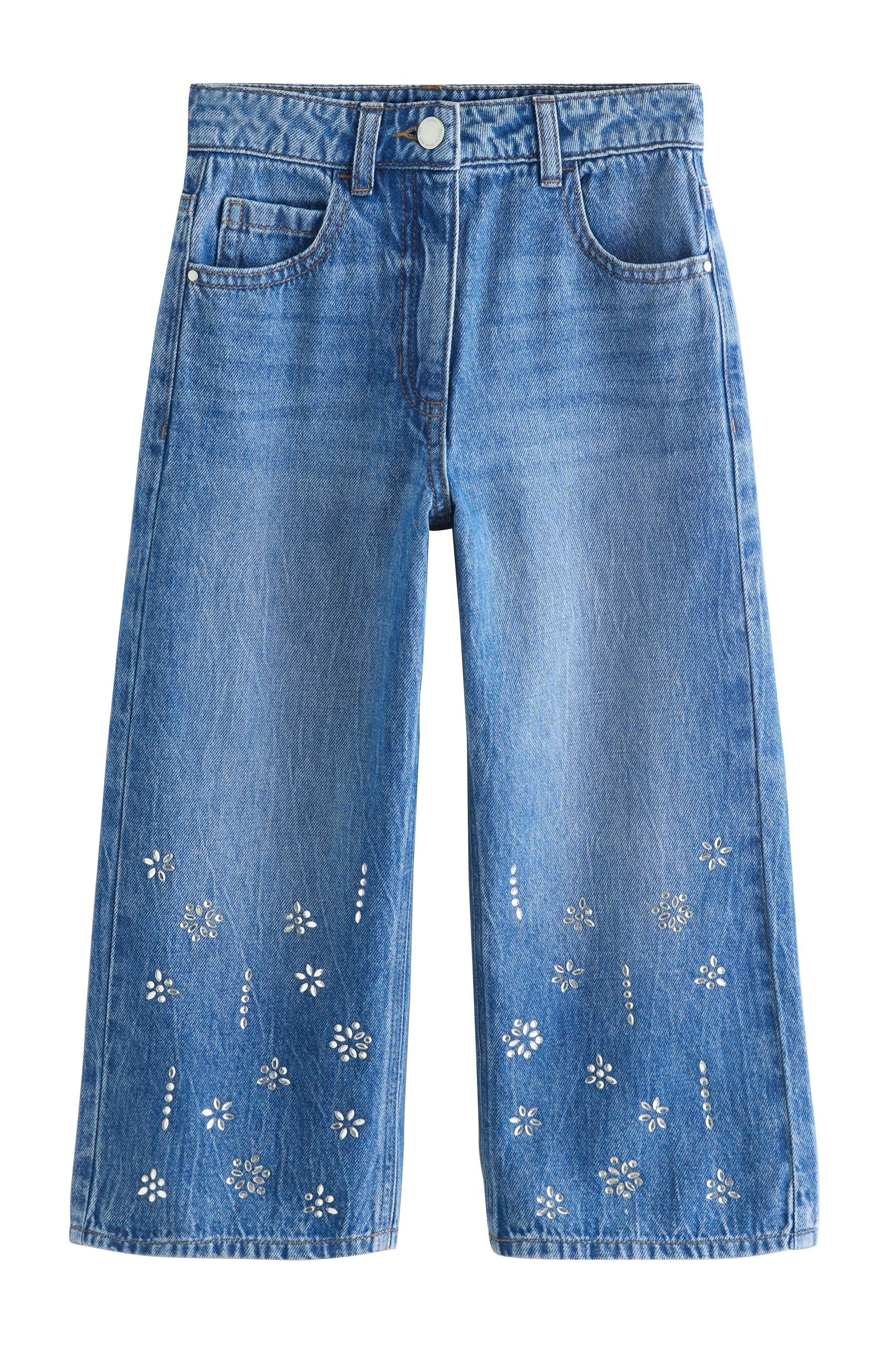 Next Weite Jeans Verzierte, weite Jeans mit Hitzeversiegelung (1-tlg)