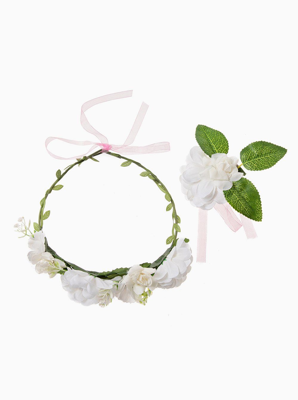 axy Diadem Haarkranz Blumen Blumenkranz Damen Mädchen Stirnband (Blumenkranz und Blumenarmband als Set), Verstellbarer für Hochzeit Karneval Festival