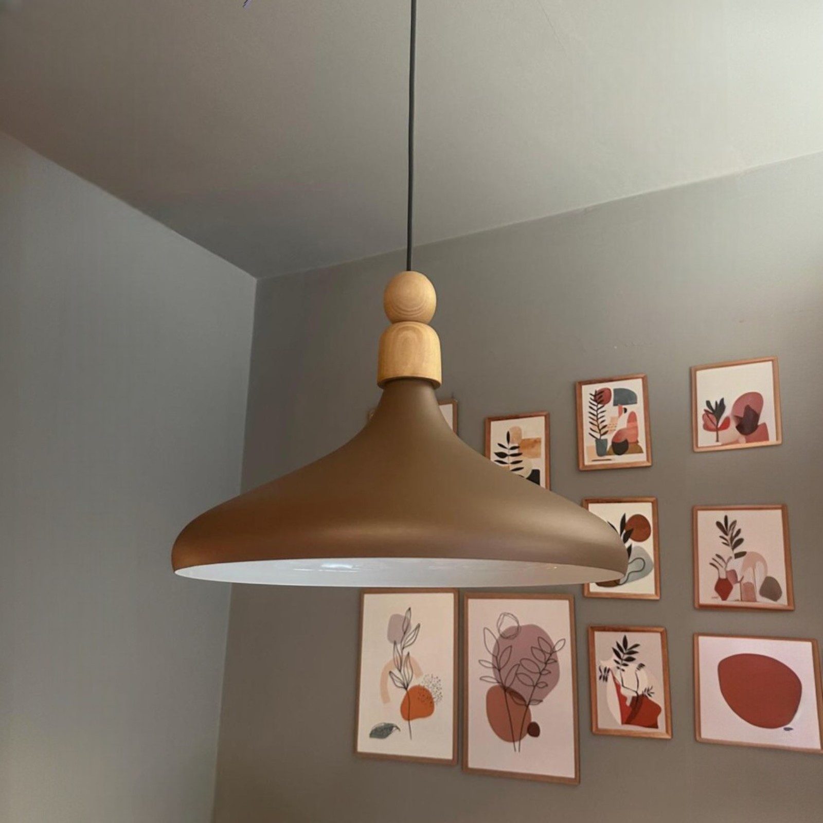 Bamyum Pendelleuchte Perle Holz Metall Ø35 cm, E27, Modern Pendelleuchte, ohne Leuchtmittel