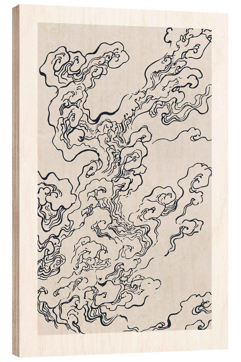 Posterlounge Holzbild Mori Yūzan, Wolken, Wohnzimmer Minimalistisch Malerei