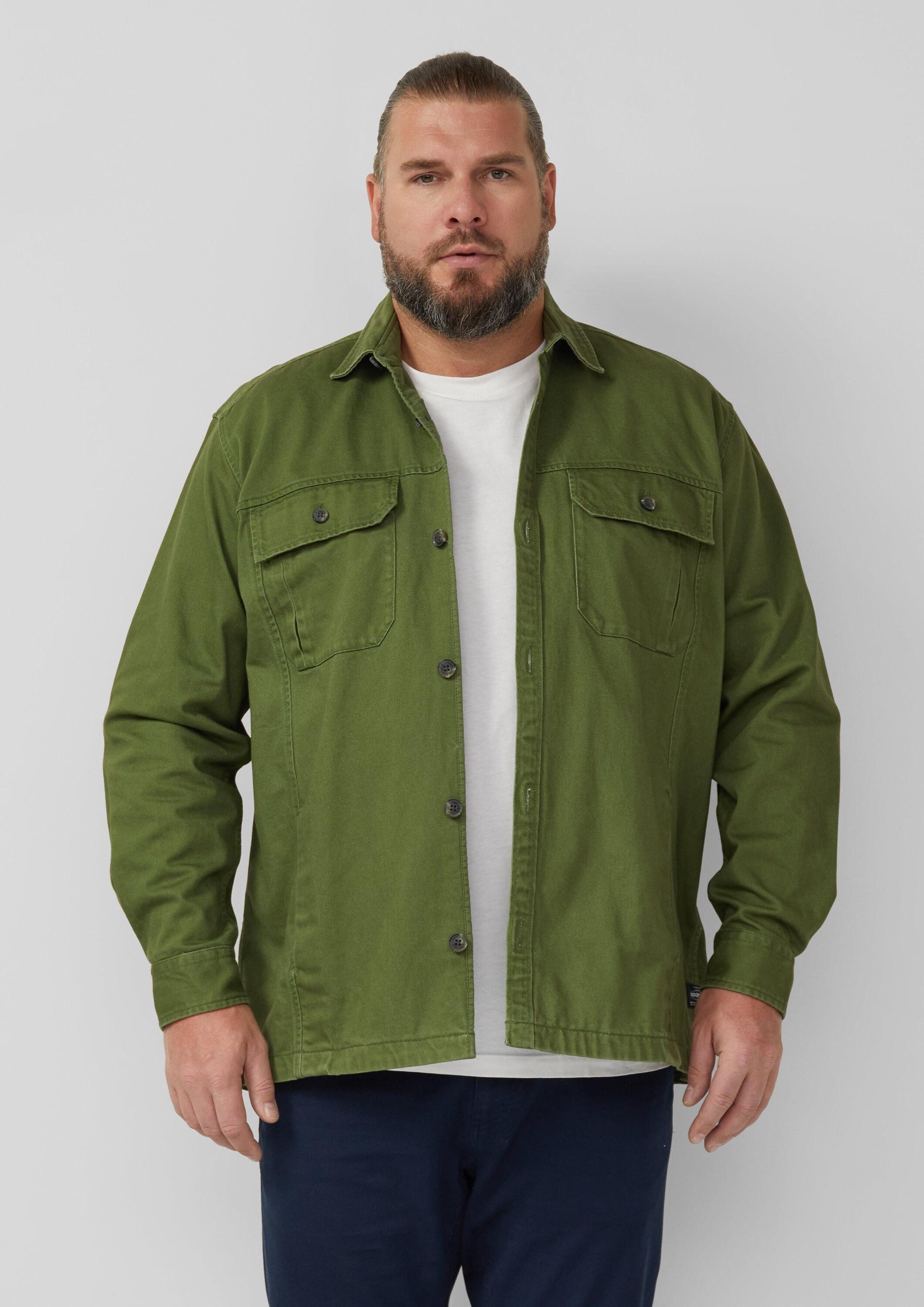 s.Oliver Hemdjacke Hemd Overshirt aus Twill mit seitlichen Eingrifftaschen und Waschung