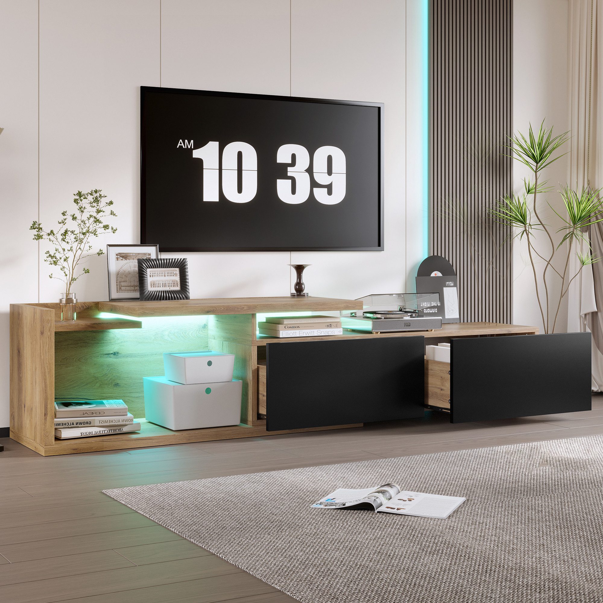 REDOM TV-Schrank mit LED-Licht & beweglichem Modul, Flexibel bis 2m erweite günstig online kaufen