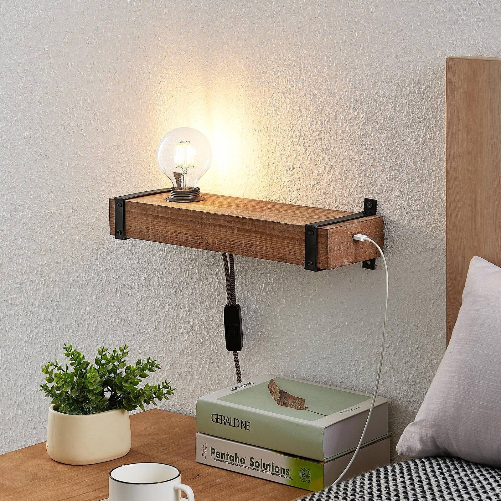 Lindby Wandleuchte Sverina, Holz IP20, 1 x 40 W
