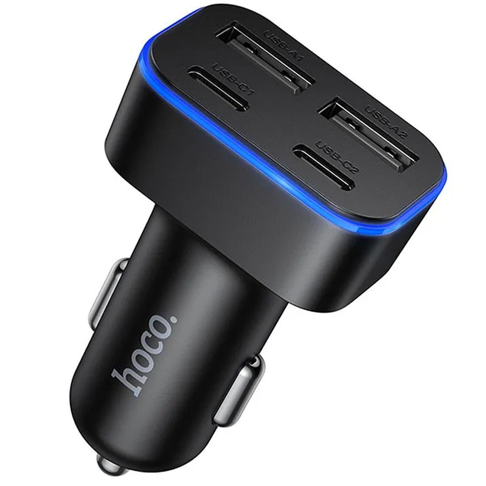 hoco. Z63 KFZ Ladegerät 4 Port USB A USB C Auto Smartphone-Ladegerät (3000 mA, Handy KFZ Ladegerät 4 Port USB A USB C Auto Schnell Ladeadapter)