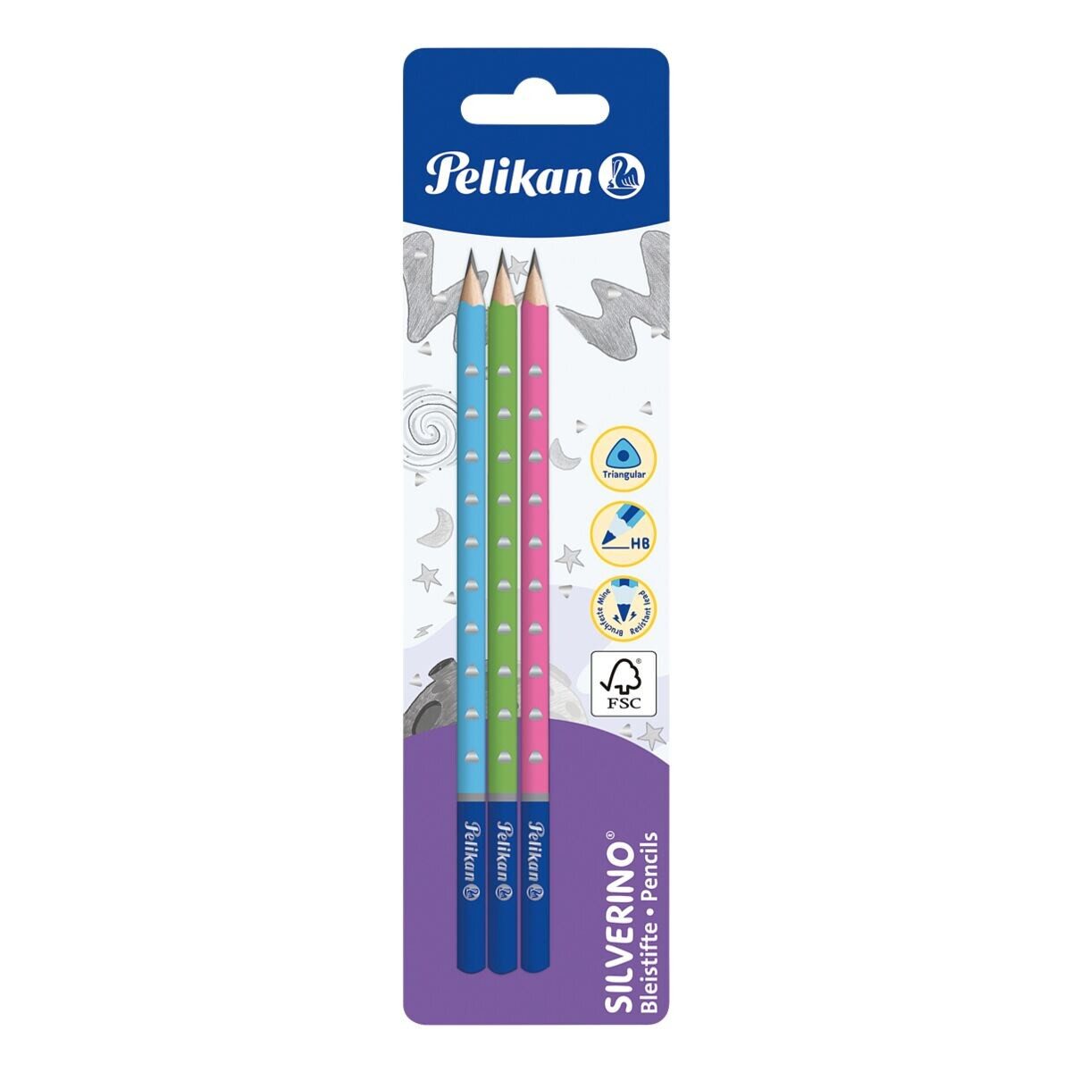 Pelikan Bleistift Silverino, (3-tlg), HB, ohne Radiergummi