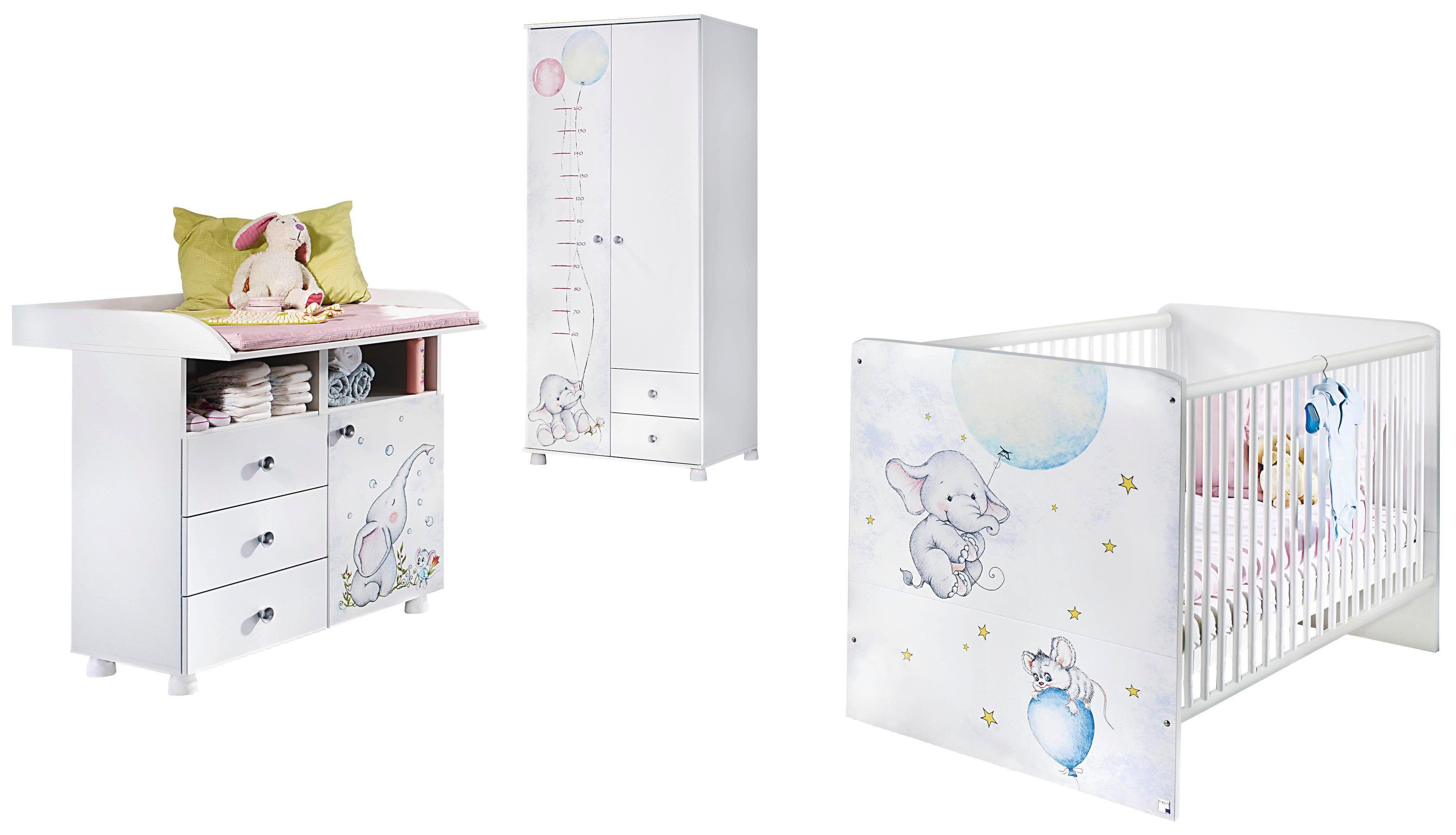 + 2 Wickelkommode Bett + (Set, trg. Vancouver, Babyzimmer-Komplettset rauch Schrank 3-St),