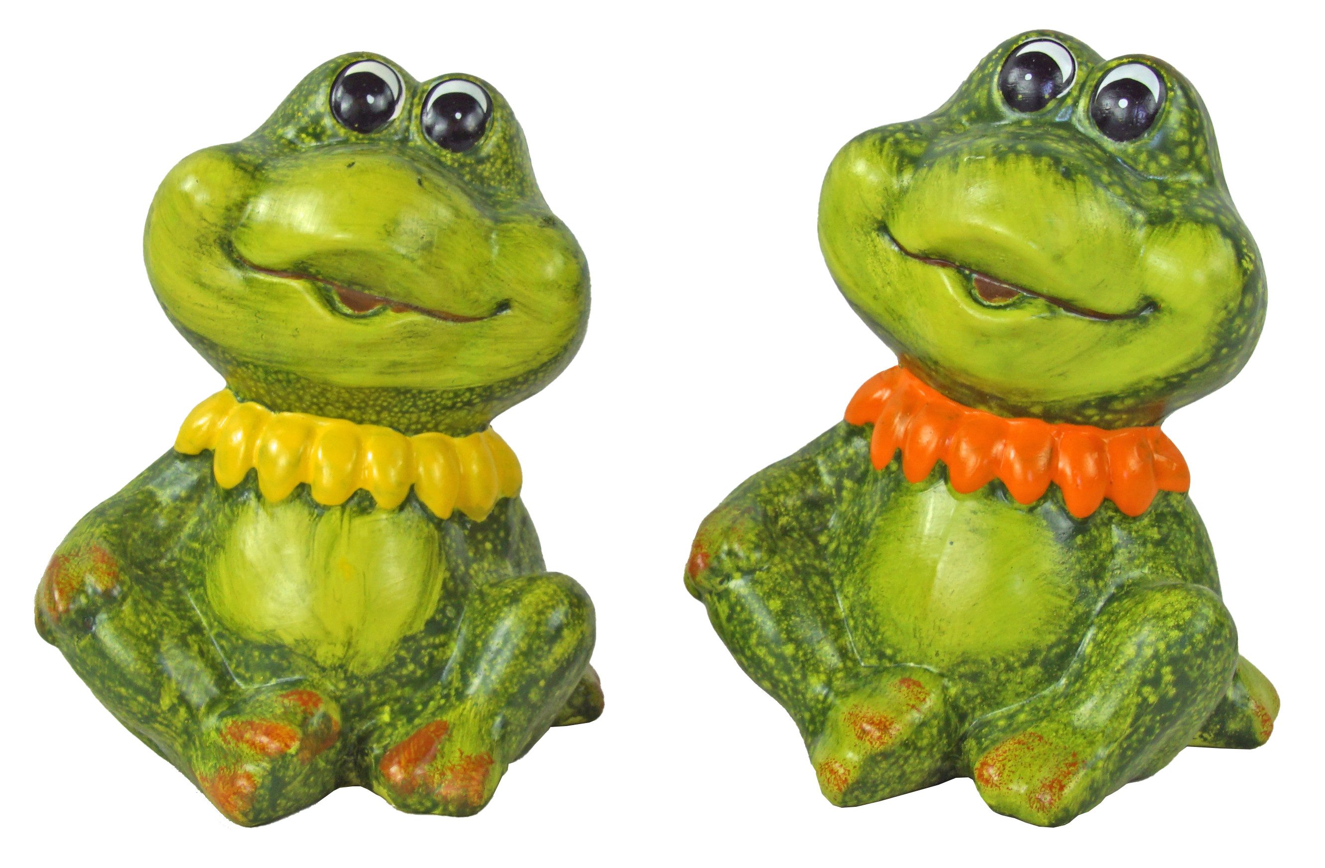 IKO Dekofigur Bringen Sie Leben in Ihr Zuhause: Das charmante Frosch-Duo mit Kragen (Set, 2 St., 2 tlg), Liebevolles Design, glänzender Ton, leuchtende Farben, handlich
