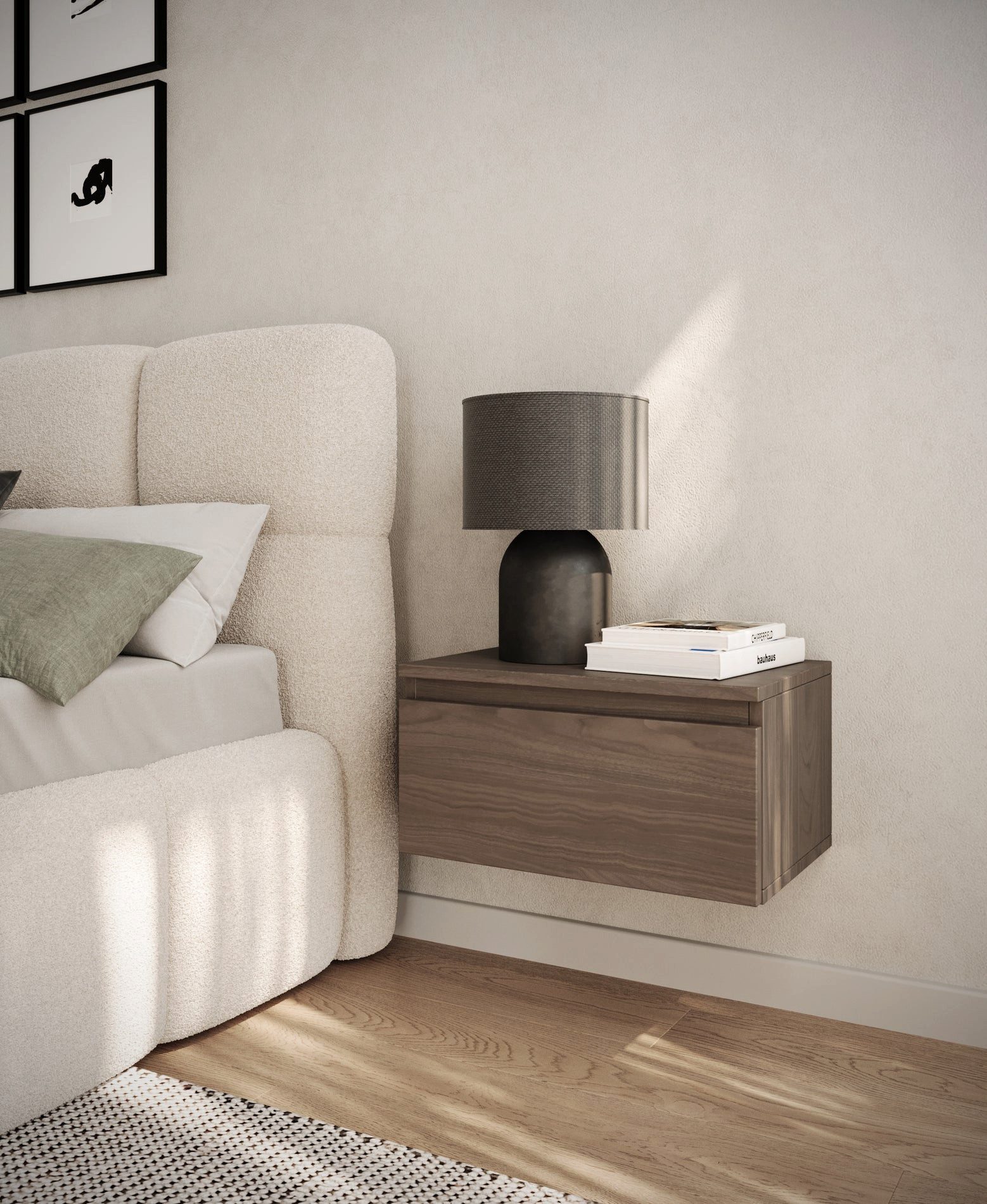 Selsey Nachttisch BEMMI, Wandnachttisch mit Schublade – schwebendes Design, matt, 48 cm breit