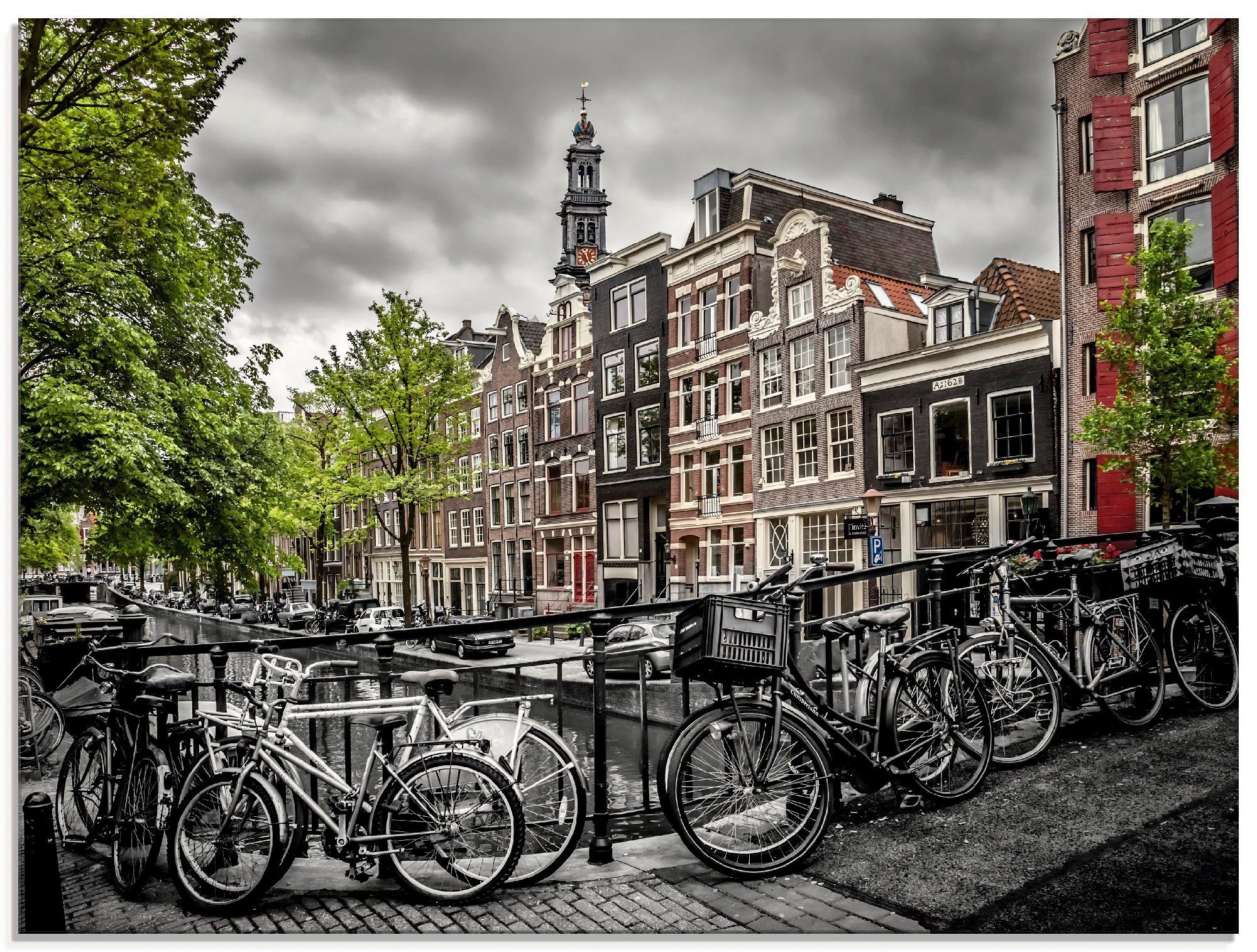 Artland Glasbild Amsterdam Bloemgracht, Fahrräder (1 St), in verschiedenen Größen